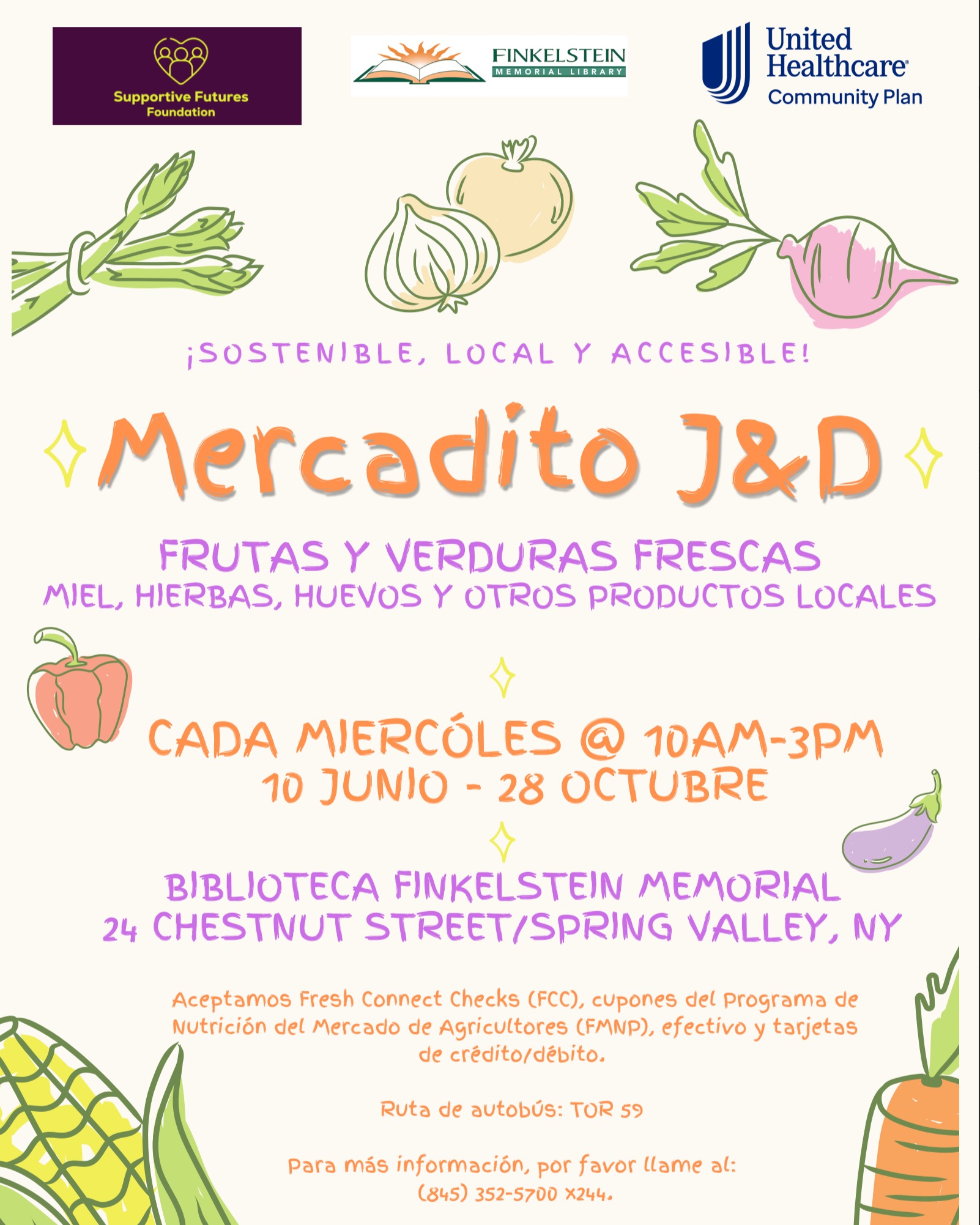 J&D Farm Stand has returned to the @finkelsteinlibrary every Wednesday. Reach out to @finkelsteinlibrary for more information.