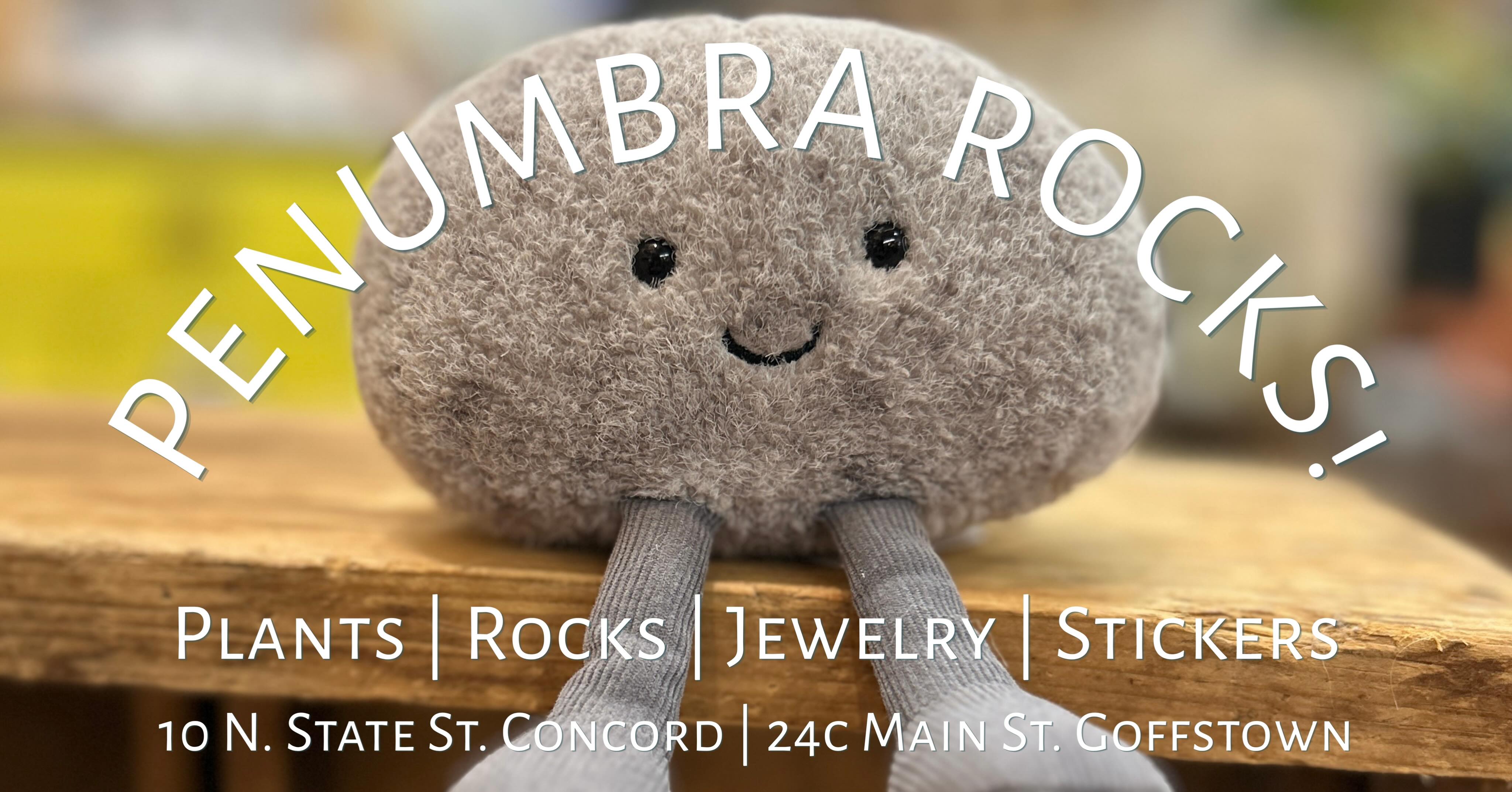 You’ve been waiting so patiently for Penumbra’s 2026 Market Days theme, and here it is: Penumbra Rocks! You know what that means - geodes, tiny rocks in the vending machine, tumbled rocks, rough cut rocks, and even fill-a-bag of rocks! We’re feeling all the nostalgia for Market Days, so you can also find mood rings and other reminders of childhood.
✨
On top of that, we’re featuring two local jewelry artists : @hjuki.andthe.moon and @heidikindfinds ! Jill of @hjuki.andthe.moon will have 3d printed earrings of leaves, flowers, and other garden delights. Heidi of @heidikindfinds will have a variety of dangly and studs in all shapes and sizes, as well as Mystery Bags! Pay $10 and get a surprising assortment of earrings!
✨
If you can’t tell, I’m very excited for all we have planned. Make sure to refer to the map we posted or @intownconcord ‘s interactive map to find us all 3 days - see you Thursday - Saturday!!