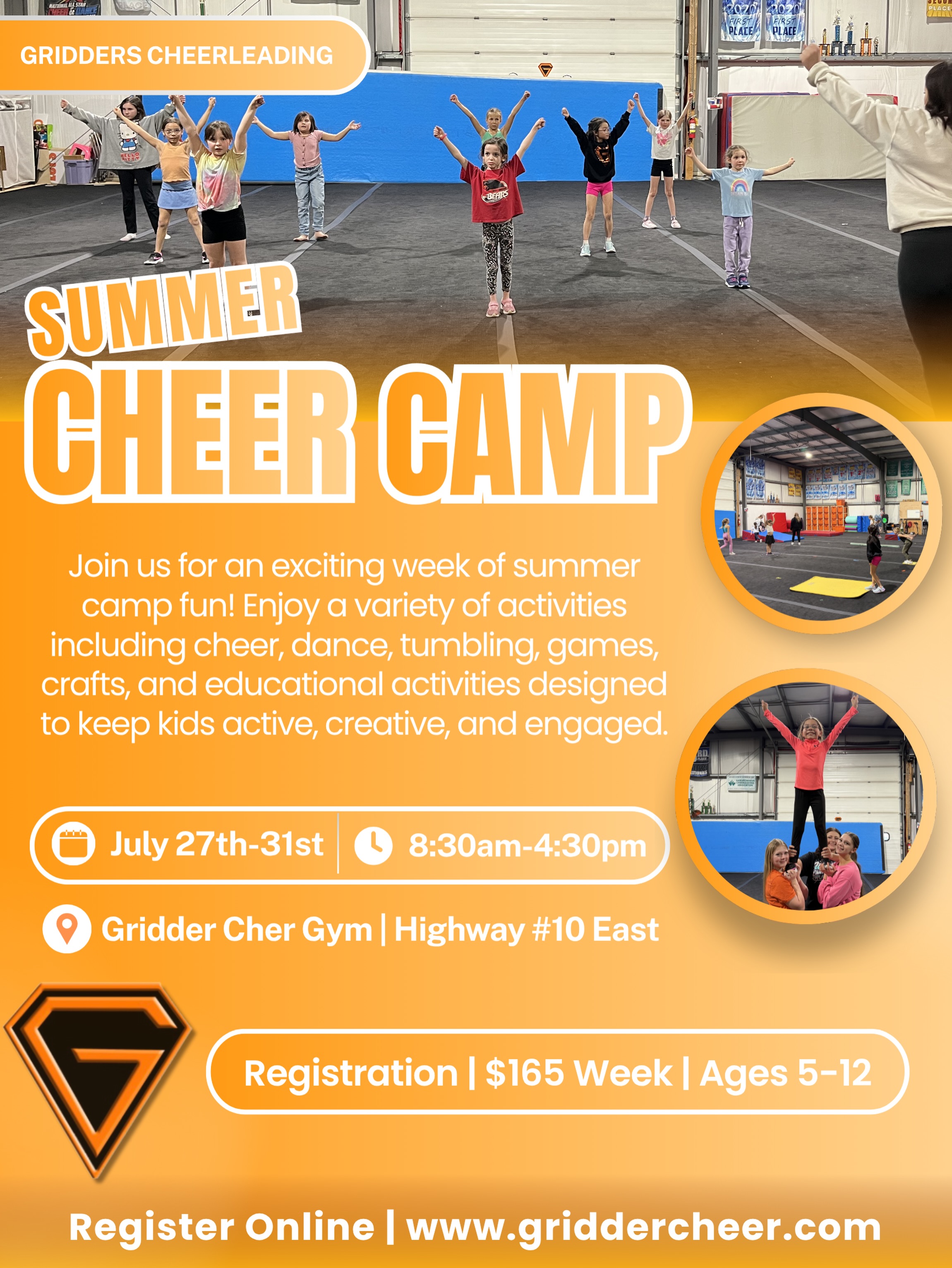 Join us this July for a week full of FUN, friendships, and new skills!
Looking for a fun and active way to spend a week this July? Join us for an exciting week of cheer, dance, tumbling, games, crafts, and so much more!
✨ Games
✨ Crafts
✨ Stunting
✨ Tumbling
✨ Dancing
✨ And so much more!
Come learn, move, laugh, and make unforgettable summer memories with us!
Register online 👉🏻 www.griddercheer.com or click the link in our bio
#summercamp#griddercheer#local#summeractivties#joinus