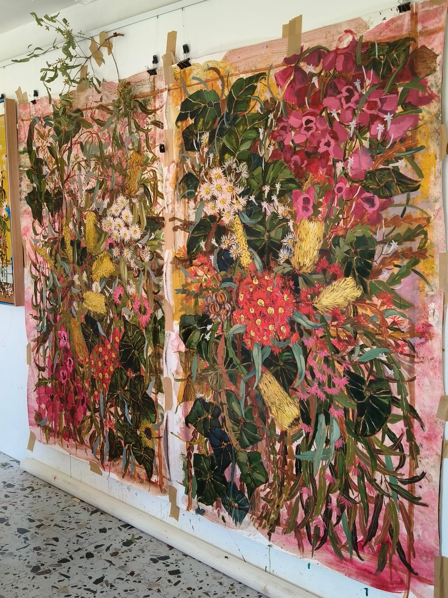 I have a question:
Once framed, these large paintings will be 93x143cm and can hang horizontally or vertically. But what other sizes would you like to see in this tangled florals style?? 1x1m? 80x120cm? Please let me know!
I hope you like these big floral pieces as much as I like creating them. My aim is that these pieces stay with you through different seasons of life - with something new to find each day hidden in the tangled foliage
x