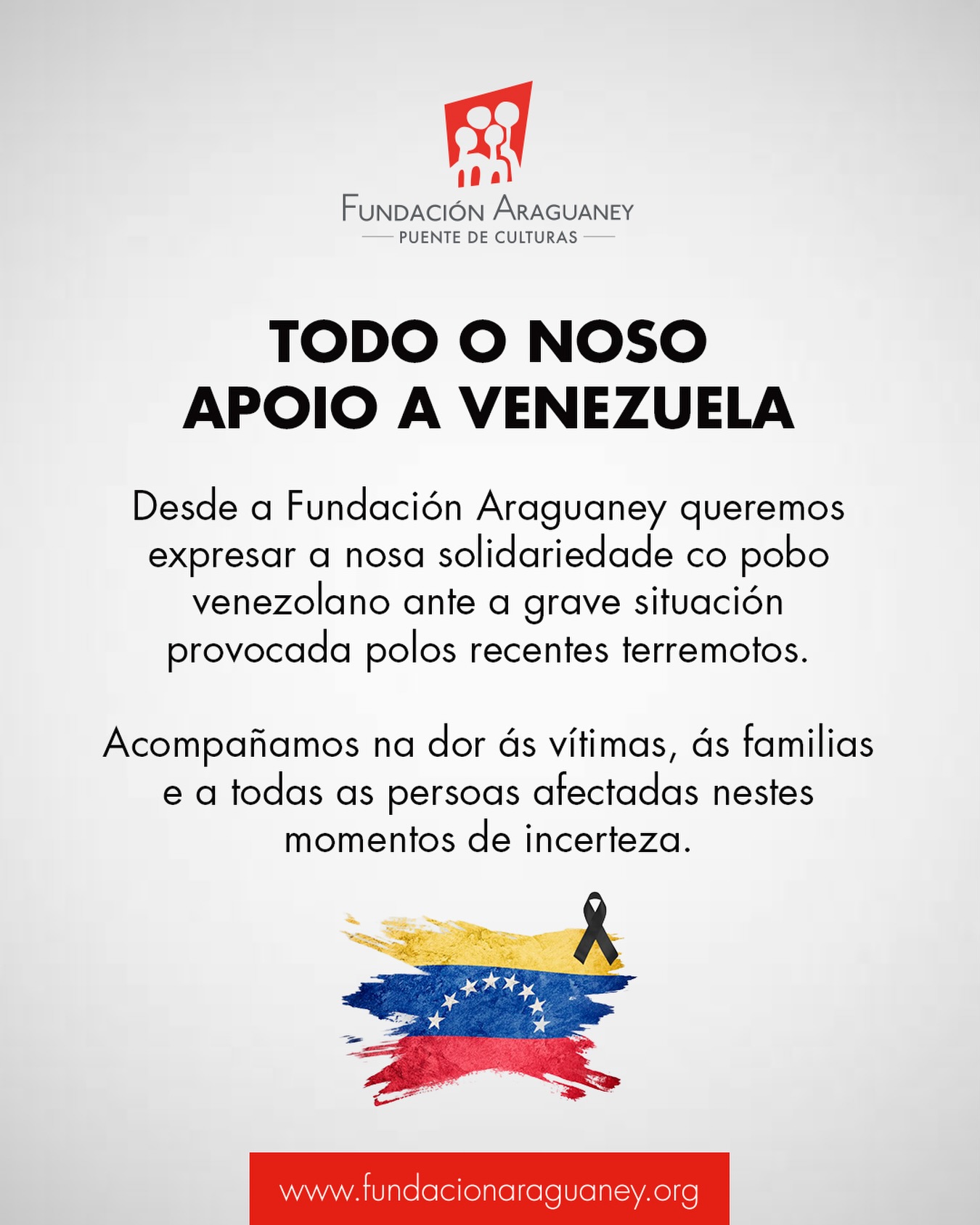 O noso propio nome fai referencia ao araguaney, árbore nacional de Venezuela, símbolo de fortaleza e esperanza. Desde ese significado queremos facer chegar unha mensaxe de apoio e forza a todo o pobo venezolano.
Na nosa bio atoparedes o enlace para facer chegar axuda da man da @aecid_es