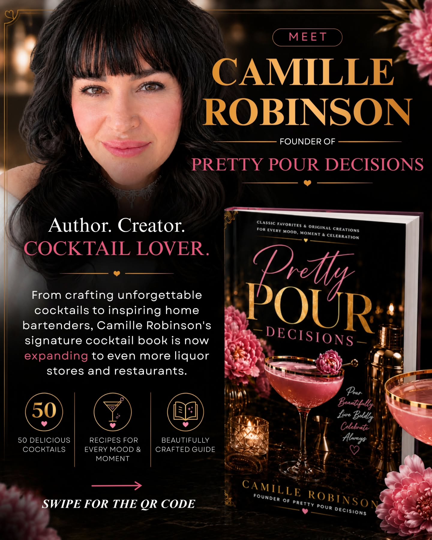 ✨ There’s nothing better than celebrating the talented people who make up the Clubhouse 66 family.
We’re incredibly proud to share that one of our own, Camille Robinson, has officially published her book, Pretty Pour Decisions! 📚✨ @prettypourdecisions_
Supporting each other’s passions goes beyond what happens within these walls, and we’re honored to celebrate this incredible accomplishment. We couldn’t be prouder to see one of our own sharing her passion and creativity with the world.
Join us in congratulating Camille on this exciting milestone, and scan the QR code or visit Amazon to grab your copy of Pretty Pour Decisions!
Congratulations from your Clubhouse 66 family! ❤️
#PrettyPourDecisions #CamilleRobinson #Clubhouse66 #Clubhouse66Family #SupportAuthors