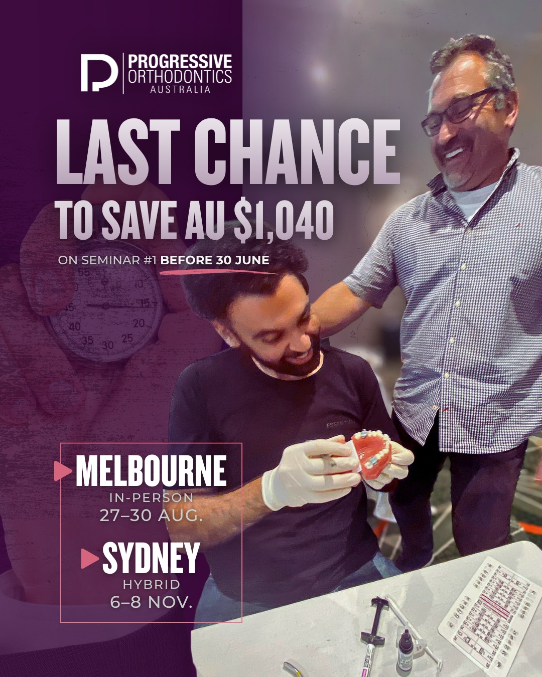 ⌛ Last chance to get our Seminar #1 discount and save AU $1,040 on Comprehensive #Orthodontics! Our discount ends 30 June.
Learn to do #ortho the right way with our industry-leading #orthoeducation. Email or call Zita today to sign up and save!
✉️ Zita@POSOrtho.net
☎️ +61 402 314 528
.
#DentalEducation #Dentistry