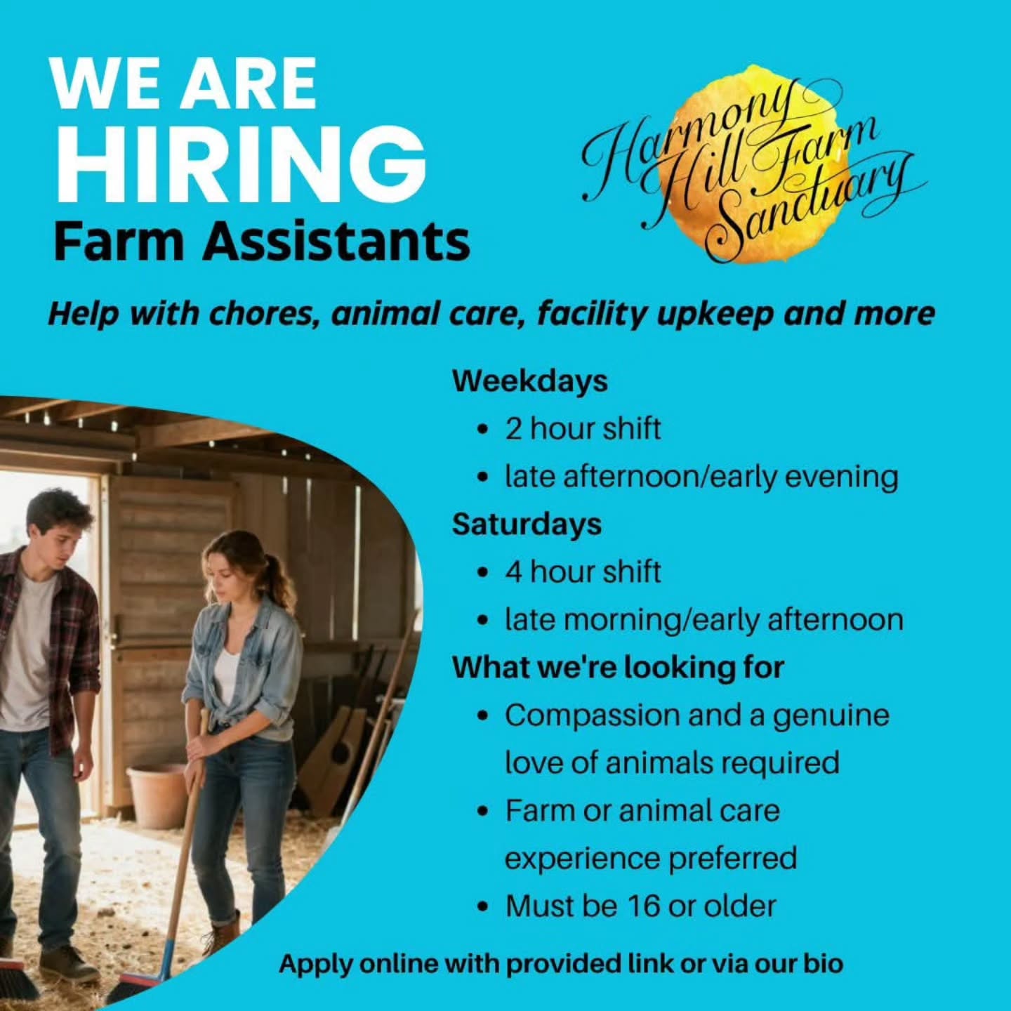 We're hiring! Learn more, apply at the link in our bio