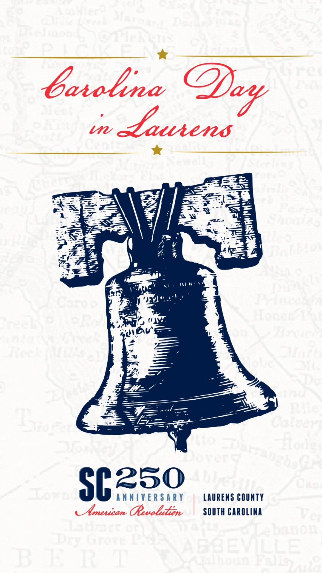 🔔 As bells rang across Laurens County at 4 pm in honor of Carolina Day, we also remembered the Patriots who fought for our freedom right here at home.
While Carolina Day commemorates the Patriot victory at the Battle of Sullivan's Island on June 28, 1776, it also reminds us of the courage and sacrifice that continued across South Carolina—including the battles fought throughout Laurens County that helped secure American independence.
As we celebrate America's 250th anniversary, we are proud to honor the people, places, and stories that make Laurens County an important part of our nation's Revolutionary history.
#carolinadays250