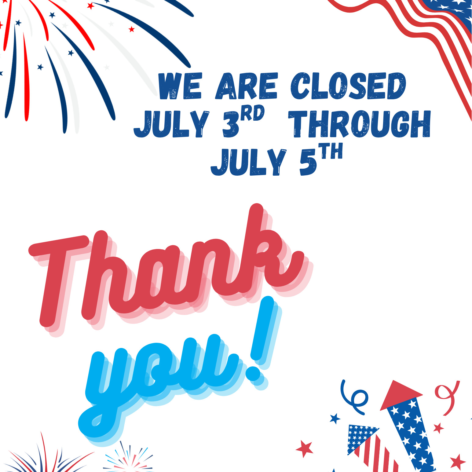 Hey Everyone!
We will be closed July 3rd through July 5th. Hope everyone has a happy 4th of July!
#Northgeorgiadiamond#4thofJuly#storehours