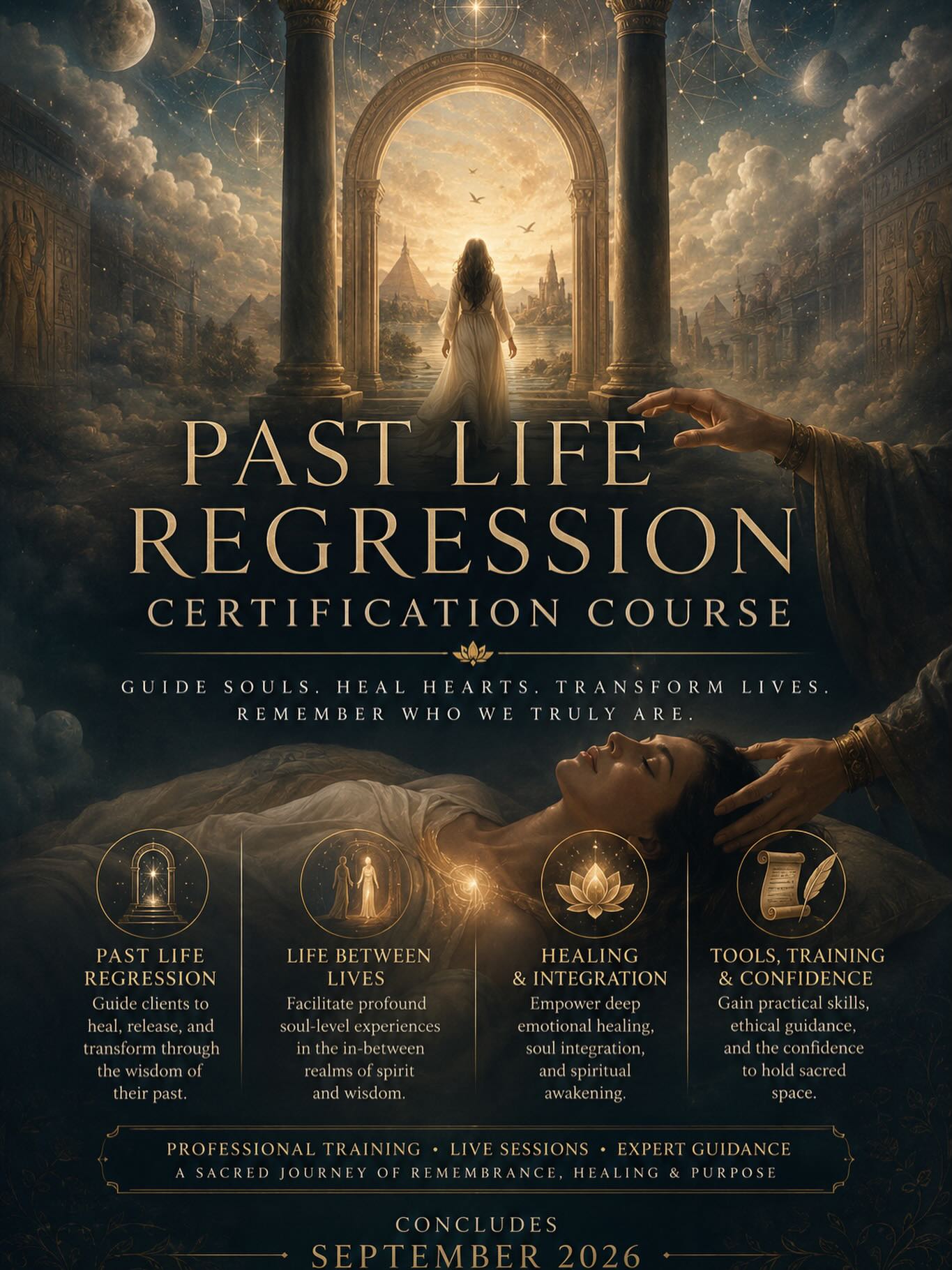 Save $200 during Early Bird. Step into the fascinating world of Past Life Regression and learn how to confidently guide transformative hypnosis sessions that help clients uncover the memories, wisdom, and healing held within their soul’s journey.
This immersive 25-hour live online certification course combines expert instruction with hands-on practice, giving you the knowledge, techniques, and confidence to facilitate meaningful Past Life Regressions and Life Between Lives experiences with professionalism and compassion.
Throughout the training, you’ll learn:
* Proven induction and regression techniques
* How to facilitate Past Life and Life Between Lives sessions
* Client preparation, safety, and ethical practices
* Session scripting and professional protocols
* Troubleshooting challenging sessions
* Techniques for working with spirit guides and higher wisdom
* Live demonstrations, supervised practice, and personalized feedback
Whether you’re an experienced hypnotherapist looking to expand your practice or someone beginning your journey into regression work, this course provides a comprehensive foundation for guiding profound soul-level experiences.
Live Online • 25 Hours • Professional Certification
September 2026- class dates: 9/5, 9/6, 9/19,9/20
Early sign-ups can make payments!
Your instructors: Mayra Rath & Scott Detamble. Register at www.soulsigns.net
#pastlifetraining #pastliferegressioncertification #lightworker #pastliferegression