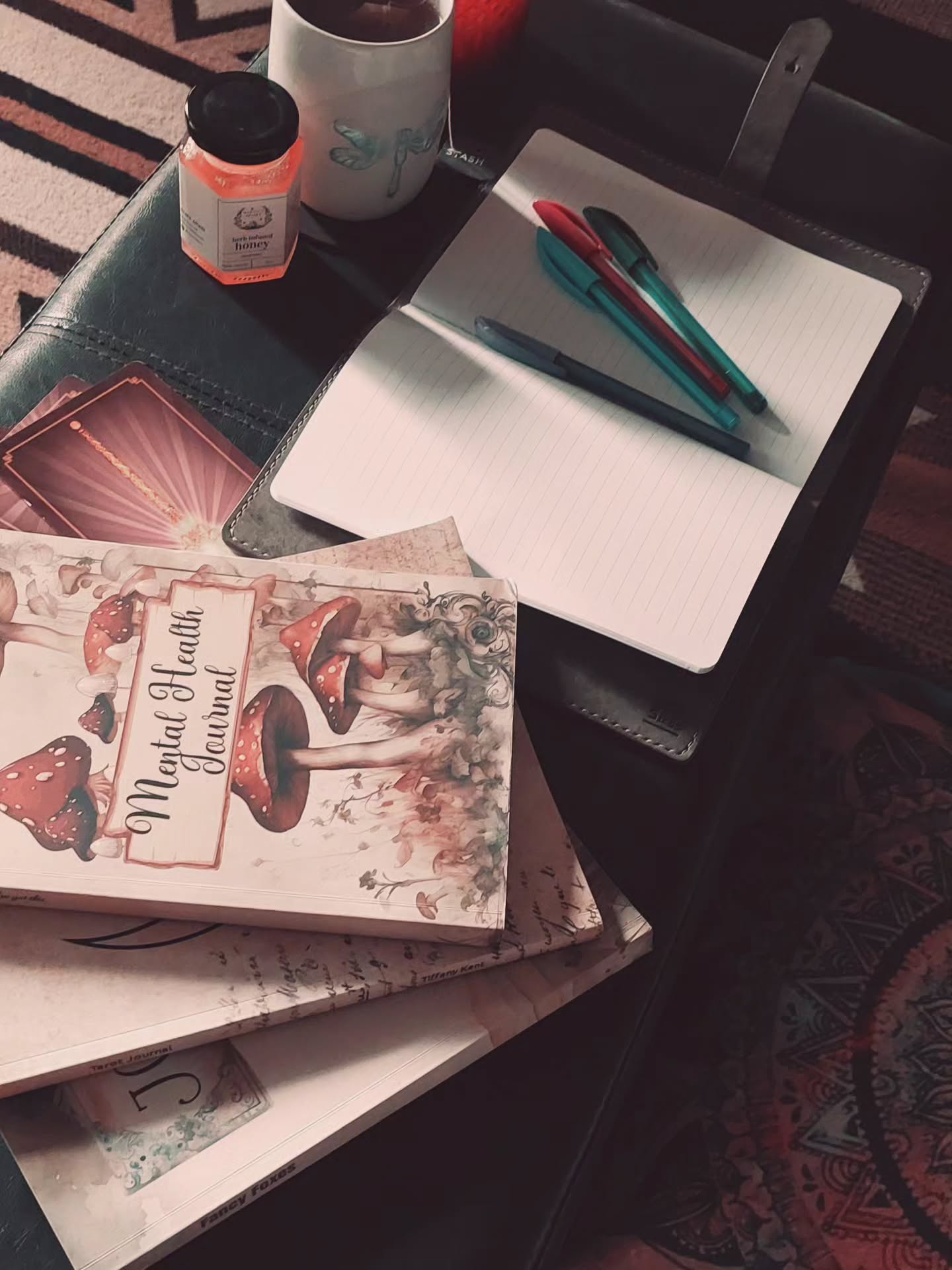 Rainy days are perfect ....for reflection and relaxation! Got my tea and tarot...time to journal, listen to some soothing sounds and stretch! ...just need a snack π