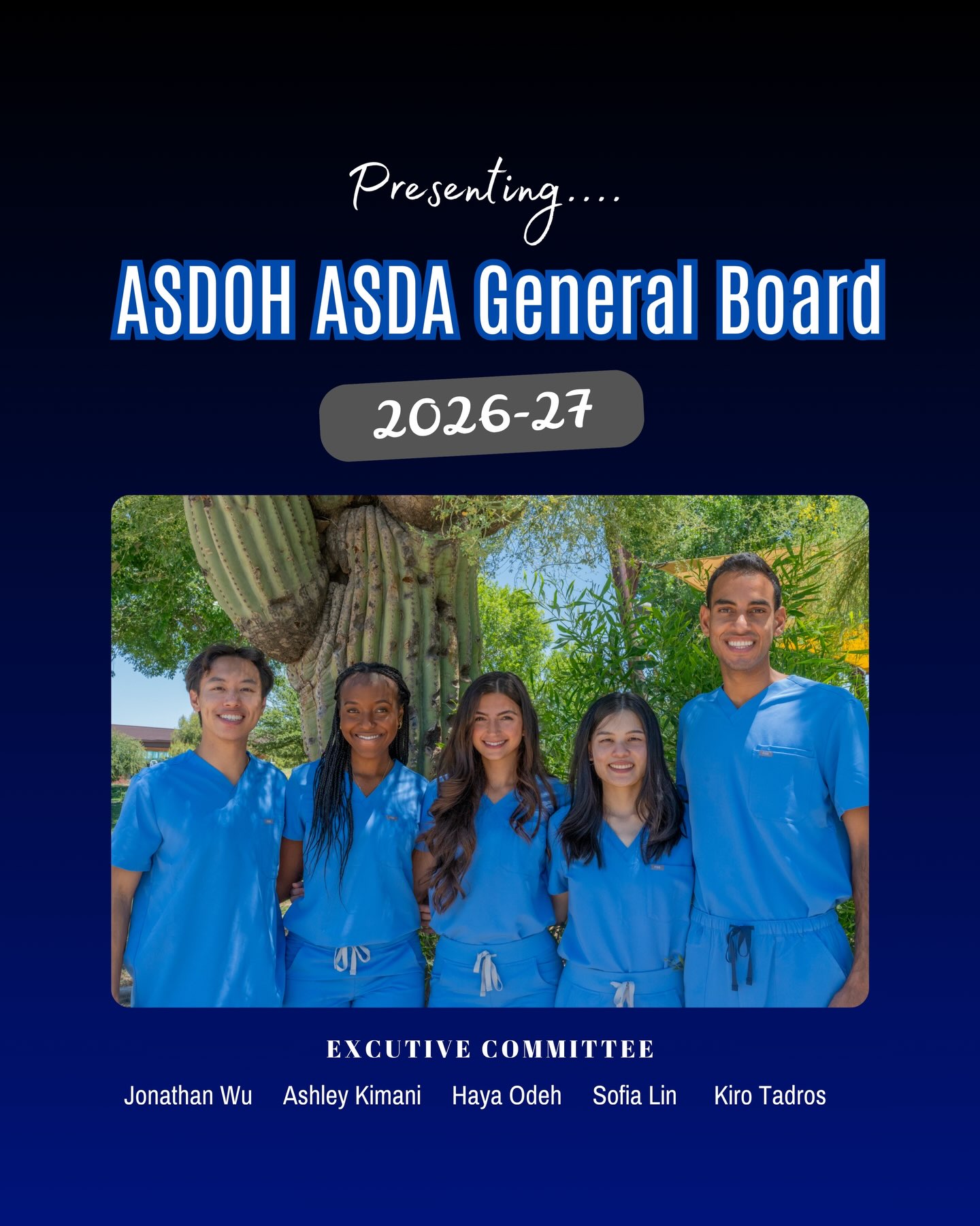 Please welcome our 2026–2027 ASDOH ASDA General Board! We’re excited to introduce this group of dedicated student leaders who are ready to serve our chapter with hard work, creativity, and a passion for building a strong ASDOH ASDA community.
#dentalschool #arizona #student #leadership #asda