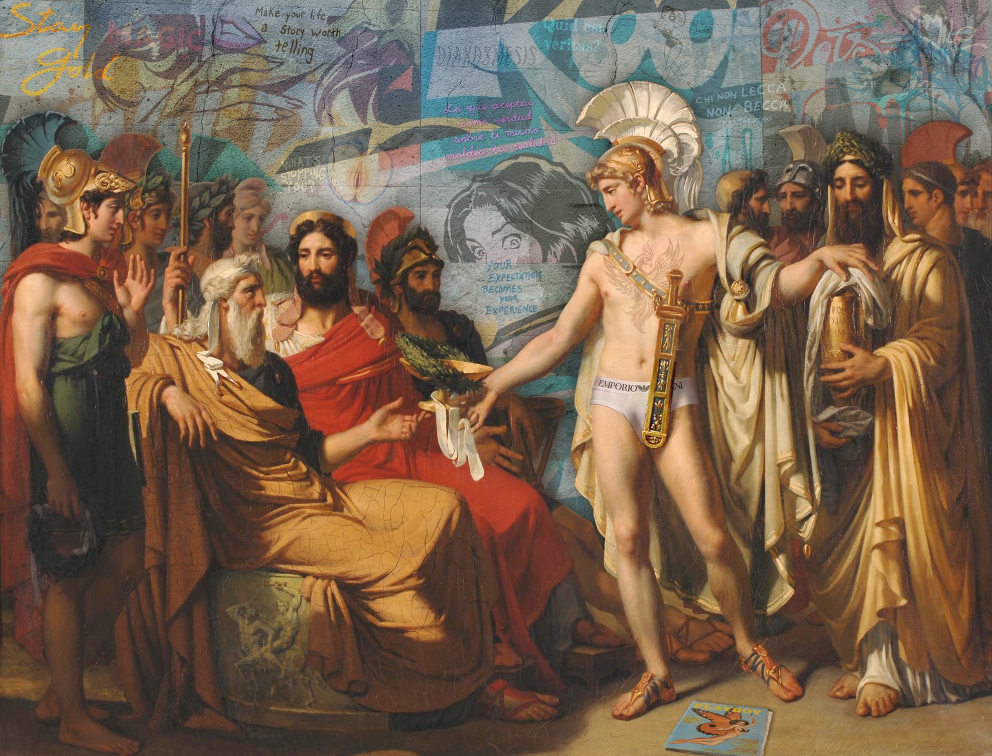 What is truth?
In the Battaglini Universe, truth is never delivered; it is discovered.
Marco Battaglini’s “Quid est Veritas?” transforms one of history’s oldest philosophical questions into a contemporary myth. Classical figures, sacred symbolism, street art, luxury brands, advertising, graffiti, and fragments of our collective consciousness collide within a single visual narrative, revealing that every era creates its own mythology.
This is the essence of the New Battaglini Mythology: not a reinterpretation of the past, but the creation of a new symbolic language where Renaissance beauty, ancient philosophy, pop culture, and urban expression become mirrors of our inner evolution.
The victorious warrior no longer represents conquest over others, but mastery over oneself. The question remains unchanged through the centuries:
What is truth?
Perhaps truth is not something we possess.
Perhaps it is something we continuously create through our perception, our choices, and the stories we decide to believe.
Collectors around the world are increasingly drawn to Marco Battaglini’s unique visual language, where contemporary art, classical painting, urban aesthetics, neo-pop art, conceptual symbolism, and timeless beauty converge into works that challenge, inspire, and transform.
Welcome to the Battaglini Universe.
Where myths are not remembered.
They are born again.
#BattagliniUniverse #ContemporaryArt #NewMythology