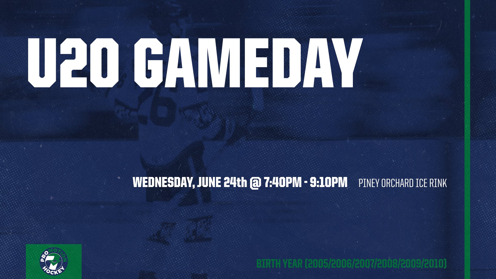 U20 GAMEDAY IS BACK!
๐
Wednesday, June 24th
โฐ 7:40 PM โ 9:10 PM
๐ Piney Orchard Ice Arena
๐ฅ Birth Years: 2005, 2006, 2007, 2008, 2009 & 2010
๐ฒ $45 Per Player
๐ Register Here:
https://www.pro-motionhockey.com/_paylink/AZ7xw3ru