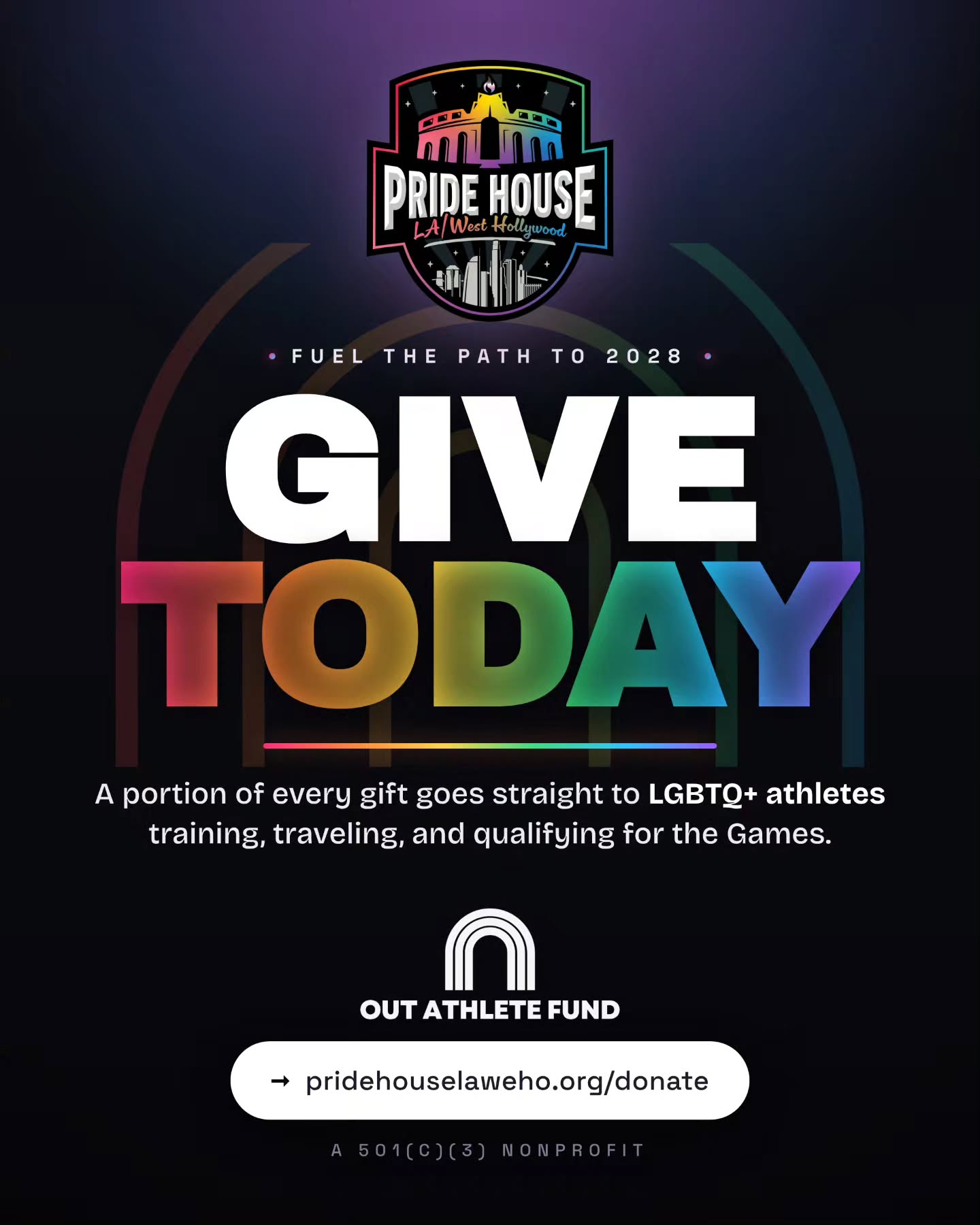 A portion of every gift goes straight to the athletes. 🌈
When you give to Pride House LA / West Hollywood, a portion of your gift fuels the @outathletefund Program, helping LGBTQ+ athletes train, travel, and qualify for LA 2028.
Your gift.
Their shot.
Our community on the world stage.
Give today 👉 pridehouselaweho.org/donate