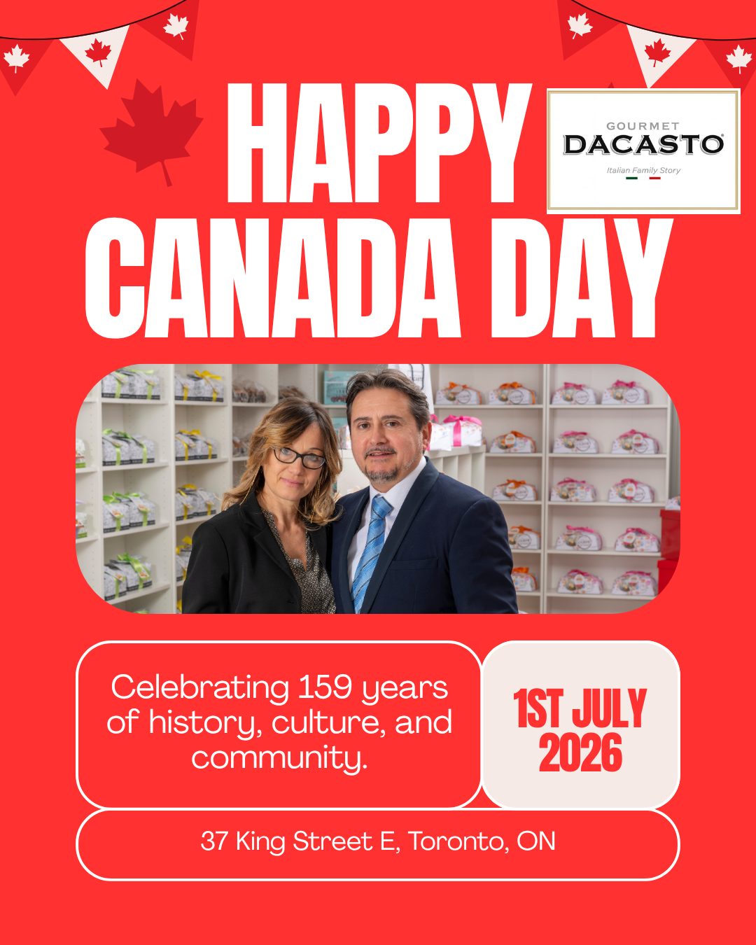 Wishing everyone a joyful Canada Day from Enrico and Laura! 🇨🇦 Enjoy quality time with family and friends, soak in the summer vibes ☀️, and make your celebration sweeter with our delicious gelato treats 🍦. Drop by to share a smile 😊 and indulge in your favourite flavours—let’s make this Canada Day memorable together!
#CanadaDay #CelebrateTogether #GelatoLovers #SummerVibes #SweetTreats