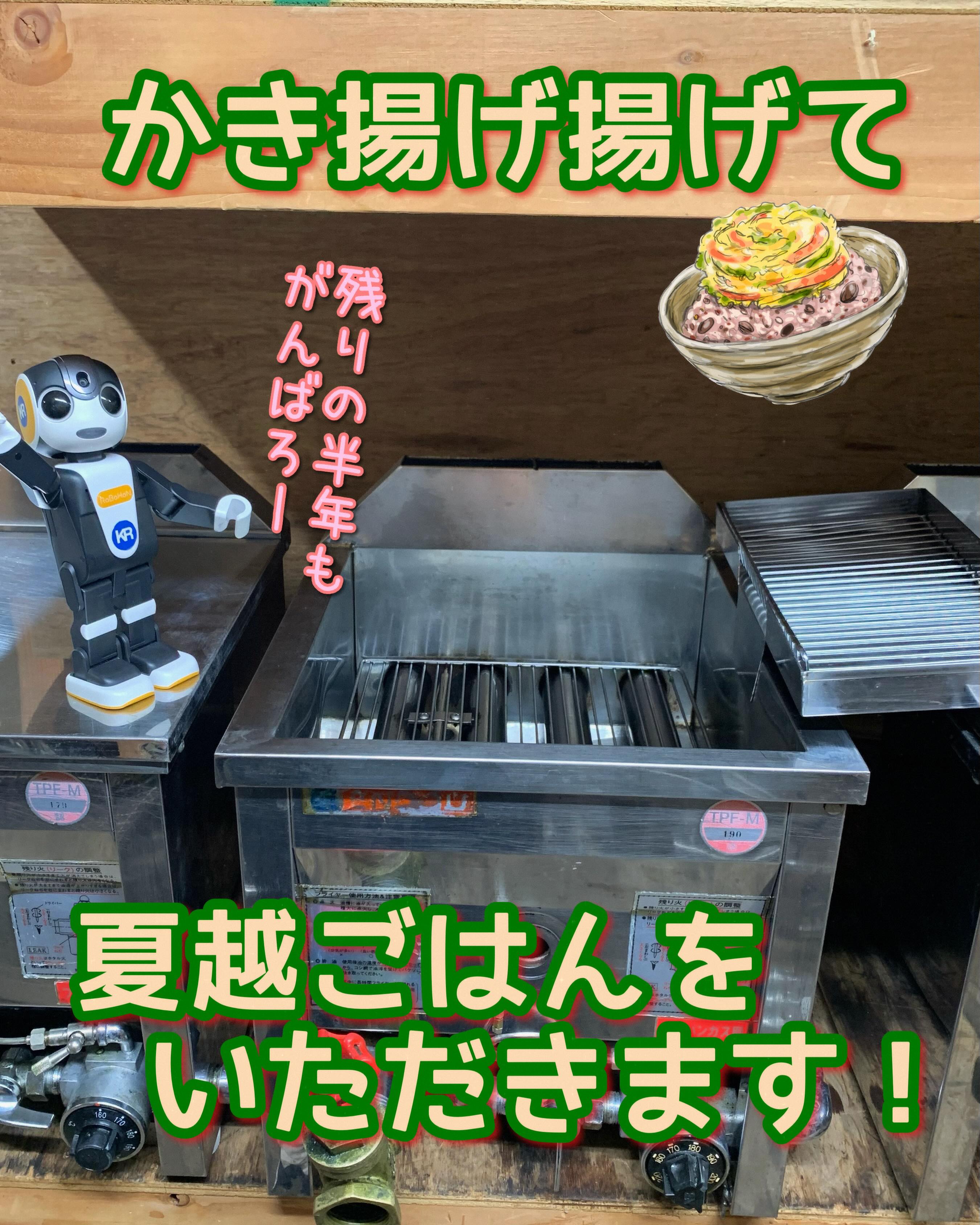 6/30は夏越ごはんの日❗️フライヤーのレンタルございます
レン太君、雑穀ごはんの上に夏野菜のかき揚げを乗せたものが夏越ごはん🍚
残り半年の無病息災を願って食べるんだけど、かき揚げ揚げるのが下手な私が作るとなんか縁起悪い気がしなくもない😥
逆にお腹をこわす気がしなくもないので食べに行くか買ってくるか…
#京都レントオール #フライヤー
#今日は何の日
#がんばろう企業公式
#ロボホン