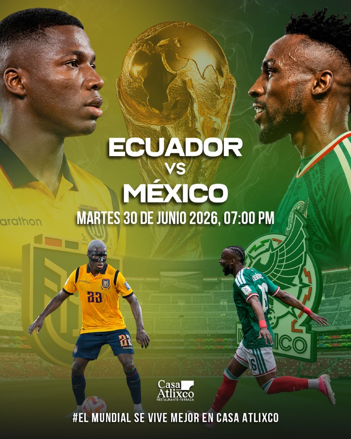 🔥 ¡Se viene un partidazo! 🔥
Este Ecuador 🇪🇨 vs México 🇲🇽 se vive con la mejor vista, excelente ambiente y tus platillos favoritos. 🍻🍔⚽
📍 Te esperamos en Casa Atlixco para disfrutar cada minuto del Mundial como se debe.
#ElMundialSeViveMejorEnCasaAtlixco