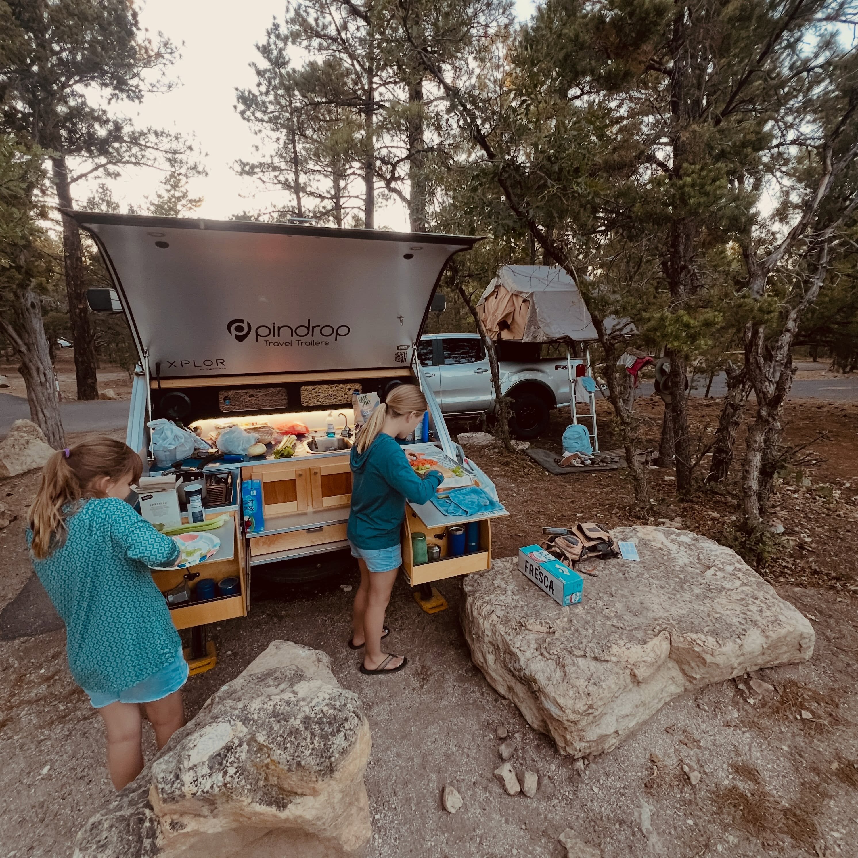 Kicking off the second of *three* all girls PinDrop®️ weekends for summer 2026.
.
second stop, four nights: Mather Campground, Grand Canyon National Park.
🌅
.
on the weekend menu: veggie soup with bow tie pasta, homemade mac and cheese with hot dogs, gourmet BLTA sammies, and smoked salmon and sharp cheddar cheese quesadillas with grilled onion and red pepper.
.
activities: map reading, exploring the geology museum, epic view finding via shuttle, more scooter rides, hikes along the rim trail, cooking, postcards, reading, naps, music, and storytelling.
.
all solar powered. no generators.
.
#girlcamp #womenwhocamp #solocamp #pindroptraveltrailers #campinggear
.
@arb4x4 @arb4x4usa @rockfordfosgate @grandcanyonnps @pindroptraveltrailers
