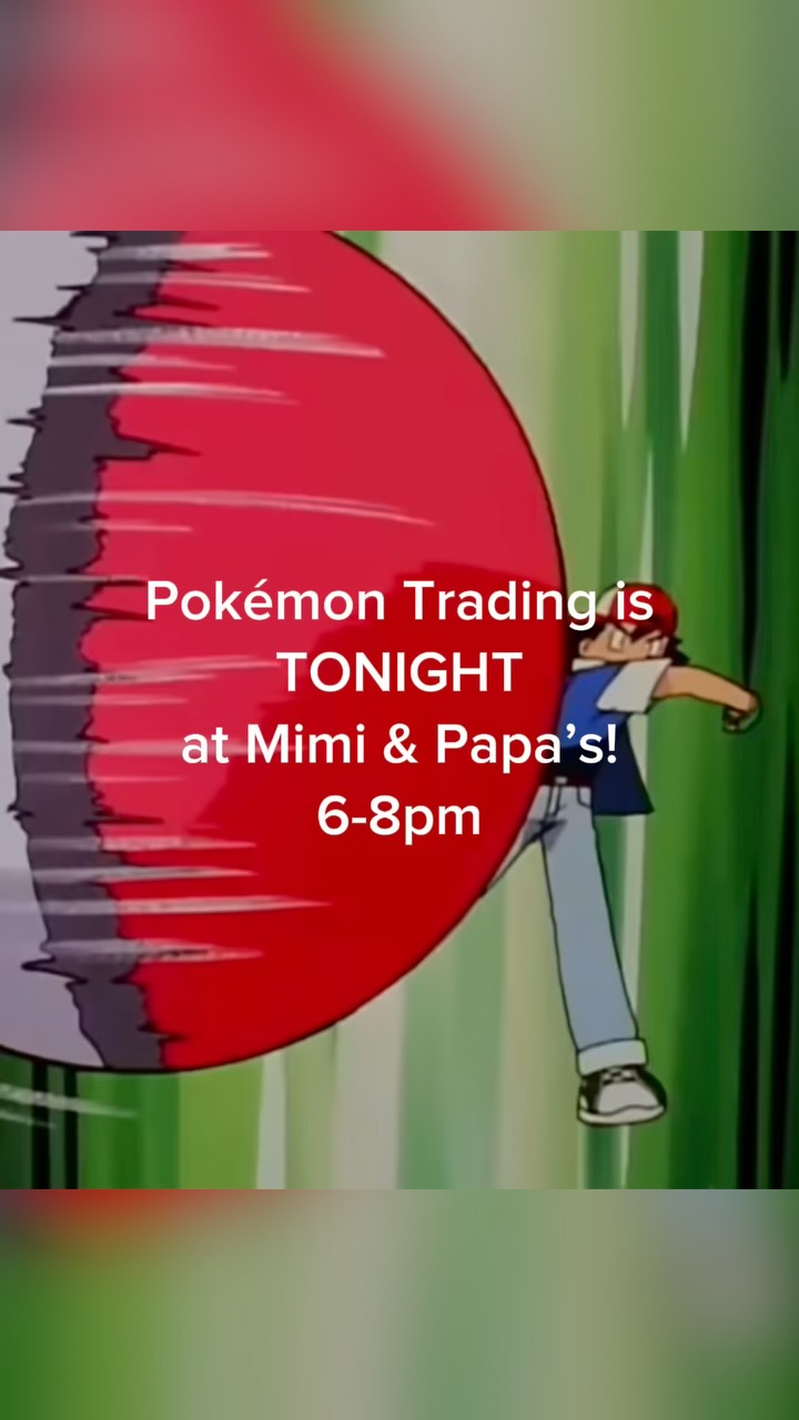 Let’s Go!
Tonight is Pokémon Trading Night at Mimi & Papa’s!
6-8pm
Geared towards newer traders (grades 1-3) but all ages* are welcome.
*This is not an adult trading event. This is intended for children to have a fun, family-friendly, & safe place to trade, learn, and meet new friends. Thanks for your understanding! (If there is interest in hosting an event for adults, reach out!)
Regular customers are still being served during this time!
We have plenty of seating and tables inside and outside for all to enjoy!
Y’all come see us!
#mimiandpapaspopcorn #pokemon #safespace #community