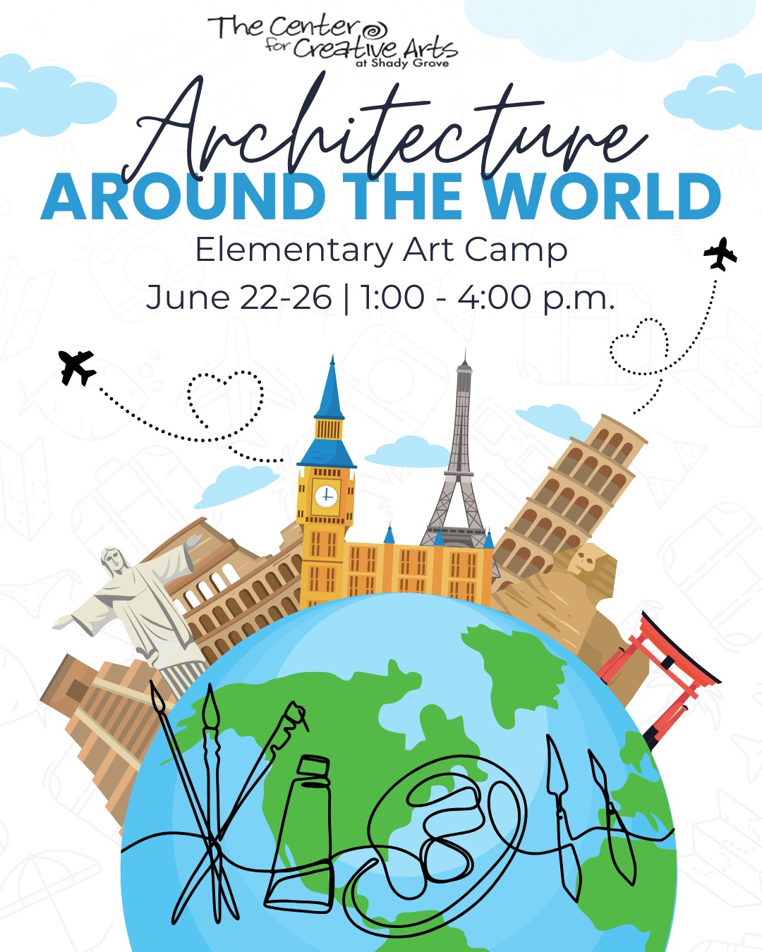 This week at The Center, artists will use a variety of art materials to create famous building styles from around the world. Campers will use corrugated cardboard, metallic paint, drawing and painting supplies and will experiment with print making! The results will be many two and three dimensional works of art. Excited to see what they create!