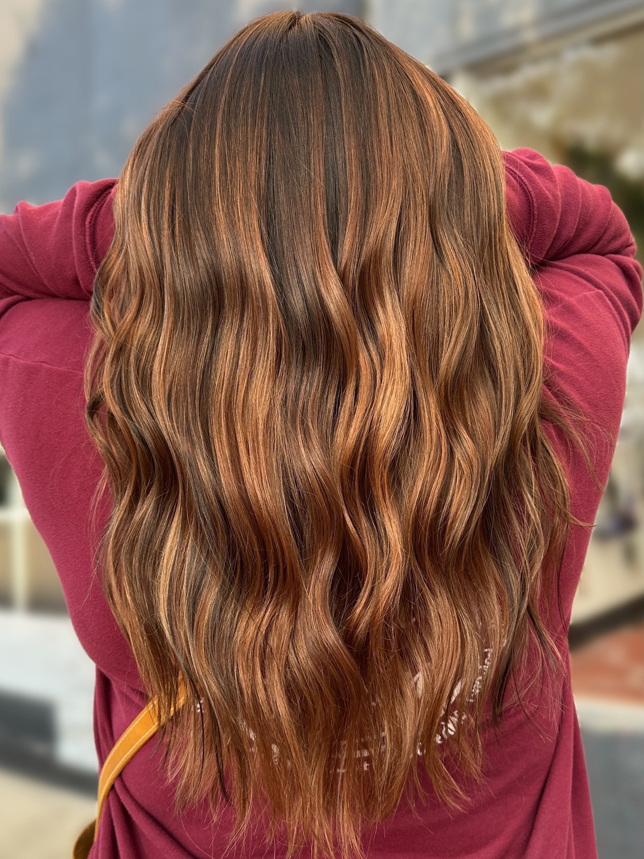 Rich brunette kissed with warm copper 🤎🧡