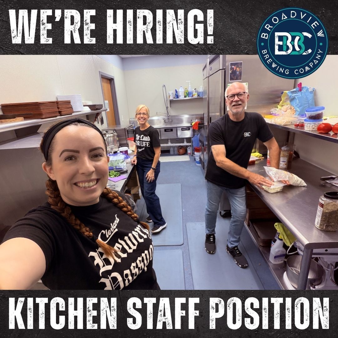 ๐จ We're Hiring! ๐จ
Jessie, Janice, and Terry would love to spend more time out front with all of youโand we're looking for the right person to help make that happen!
We're hiring a Kitchen Team Member to help run our kitchen and keep the food flowing while we get the chance to be behind the bar, chatting with the customers we love seeing every week.
If you've ever stopped in and said, "I didn't know you were here!" after we finally emerged from the kitchen, you'll understand exactly why we're looking for some help. Someone has to make all those flatbreads, nachos, and other favorites that keep coming out all night!
Experience in a small, fast-paced kitchen is a plus, but it's not required. None of us had run a commercial kitchen before Broadview Brewing Company, and we learned along the way. We're happy to train the right person.
SafeServe certification is also a bonus, but we're willing to help the right candidate get certified.
What we're looking for:
๐ Enthusiasm for food
๐บ A positive attitude and willingness to learn
๐ค Friendly interactions with customers and coworkers
๐ Ability to thrive in a busy, fast-paced environment
๐ฅ Strong teamwork with our bartending staff
๐ Availability to work 2โ4 closing shifts per week
๐ At least 21 years old
๐งผ Appreciation for a clean and organized workspace (ABC = Always Be Cleaning!)
Think you'd be a good fit? Stop in and ask for Jessie, Janice, or Terry, or send us a message through our website. We'd love to meet you and chat about joining the Broadview Brewing family!