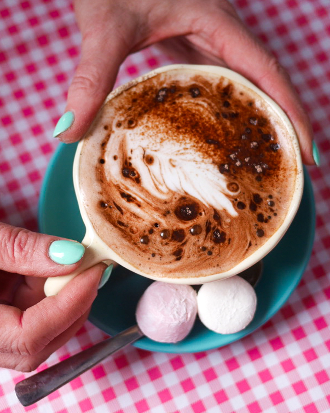 Hot chocolate with marshmallows. Good for the soul and the tummy. Bonus points if your nail polish matches our decor.
Come warm up at Wayzgooseπ
