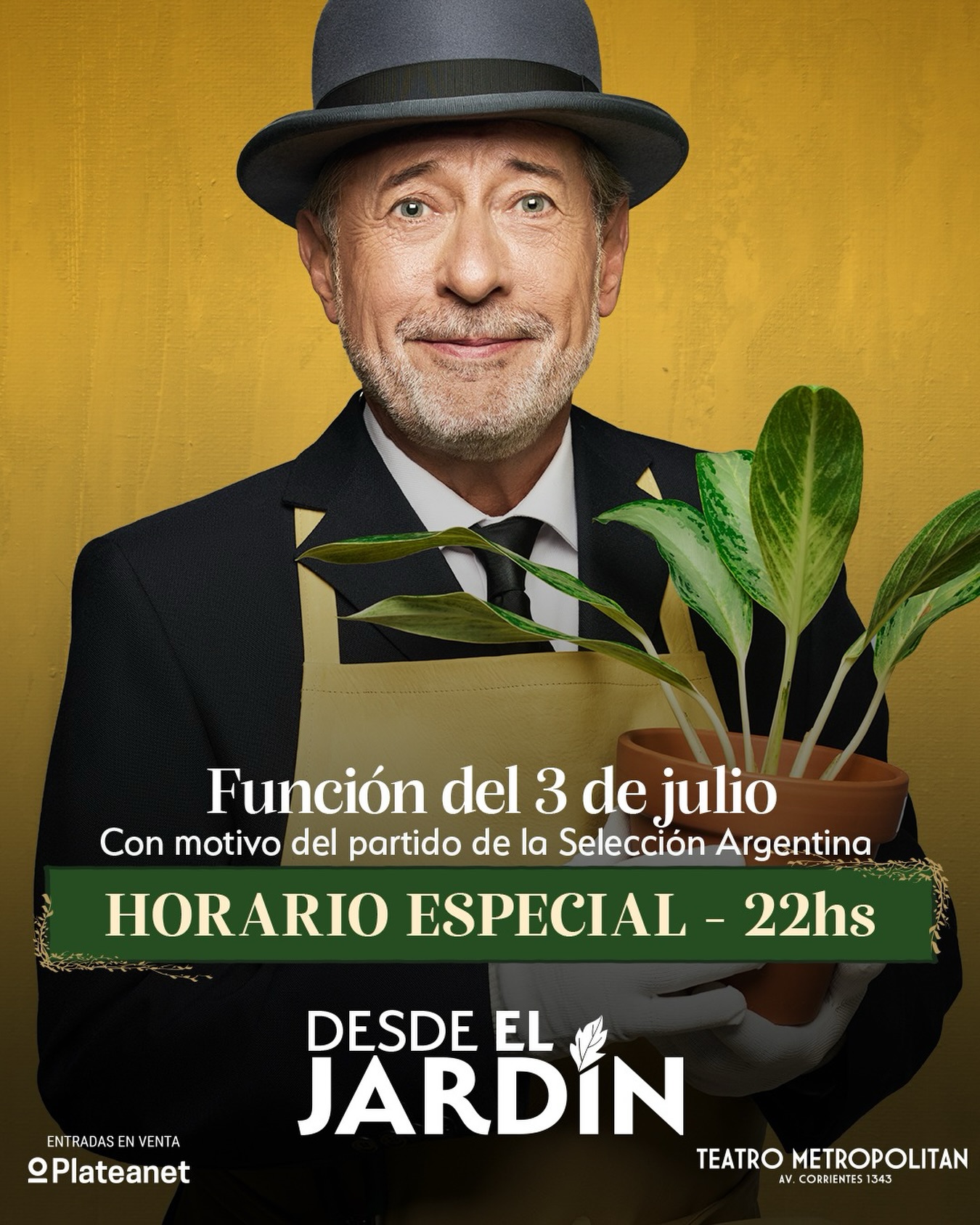 🌿 Chance sabe esperar. Por eso, el viernes 3 de julio nos ponemos en #ModoFan para alentar a la Selección Argentina 🇦🇷🎉
🎭 La función de “Desde el Jardín” se realizará en el horario especial de las 22 hs.
🎫 Si tenías entradas para el horario original, se mantiene tu misma ubicación para el nuevo horario.
¡VAMOS ARGENTINA! 🇦🇷
TEMPORADA MUNDIAL
