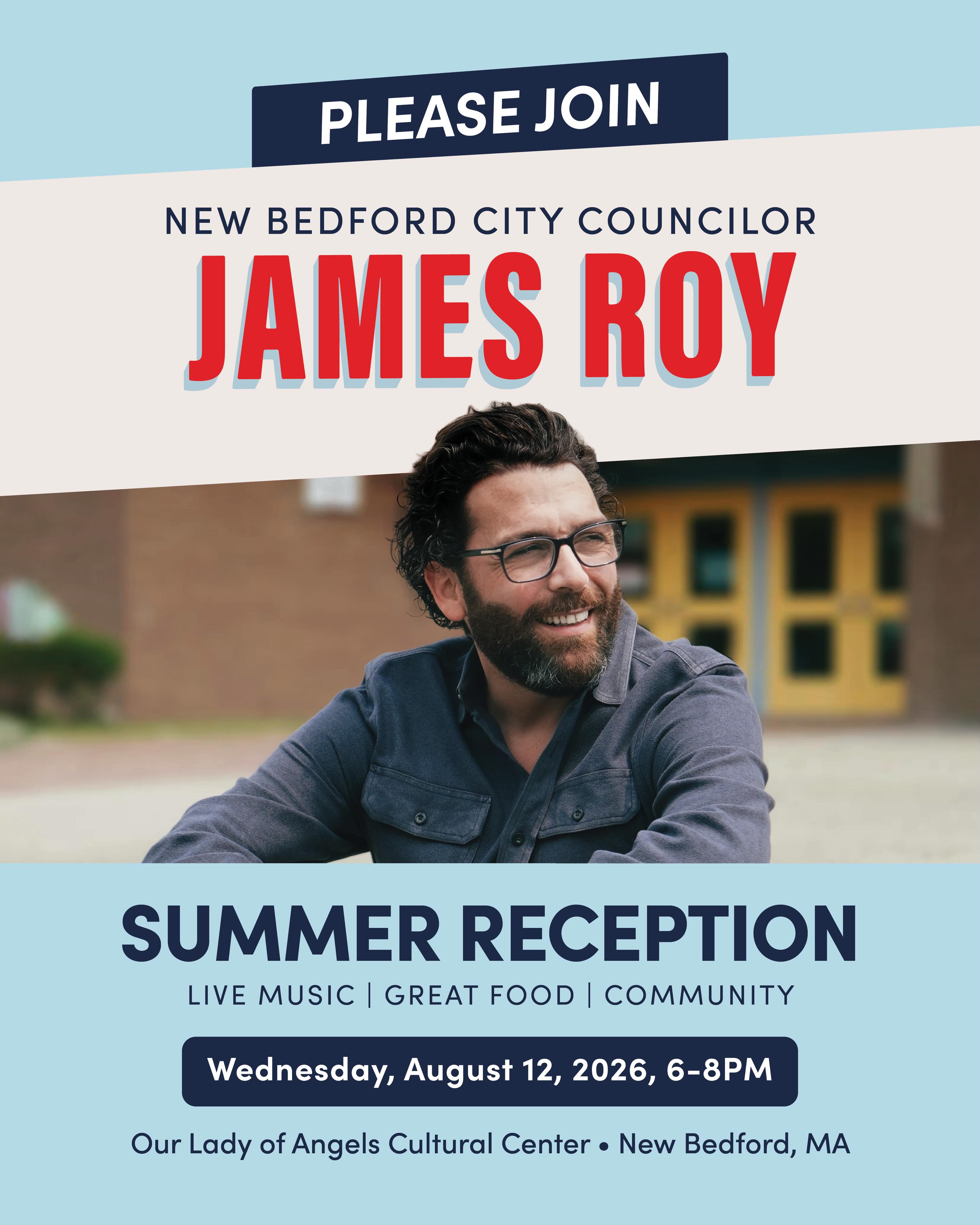 Since day one, James has made it a priority to be present throughout New Bedford, hearing directly from the people impacted by decisions made at City Hall.
Public trust matters, and James has demonstrated clear and consistent values.
If you believe New Bedford deserves a City Councilor who listens, works hard, and fights for everyday people, please give what you can. Every contribution, no matter the amount, helps move our campaign forward and elect the kind of leadership New Bedford deserves.
Join us at our Summer Reception on August 12, or make a contribution today. Thank you for your support. 🩵
— The Roy Committee
ActBlue link in bio
https://secure.actblue.com/donate/jamesroynb