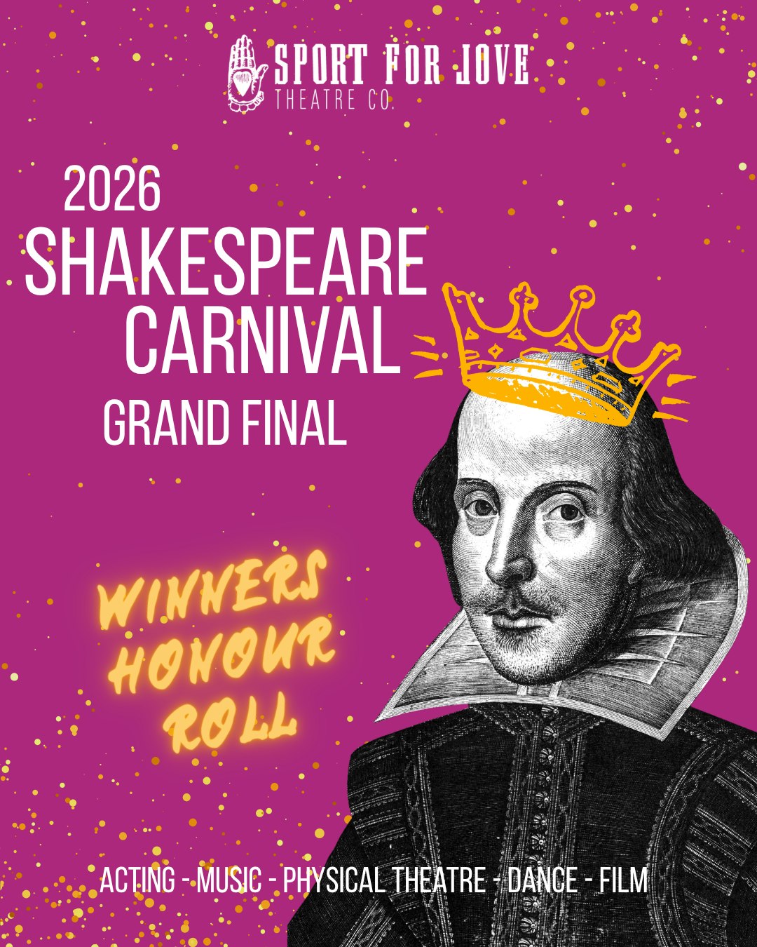 "O this learning, what a thing it is!"
The Taming of the Shrew
Sport for Jove is delighted to present the winners of the 2026 Shakespeare Carnival!
After searching across NSW, this year's event culminated in a grand final featuring 17 Schools, 165 nervous students and 896 slices of pizza!
Congratulations to all the schools who participated this year. We can't wait to see you all again in 2027.
For the full winners list, visit our website.
📷 Yvette Elizondo @yves.scene.co
#shakespearecarnival2026 #shakespeareinschools #dramacompetition #youthshakespeare #nswdrama #nswenglish