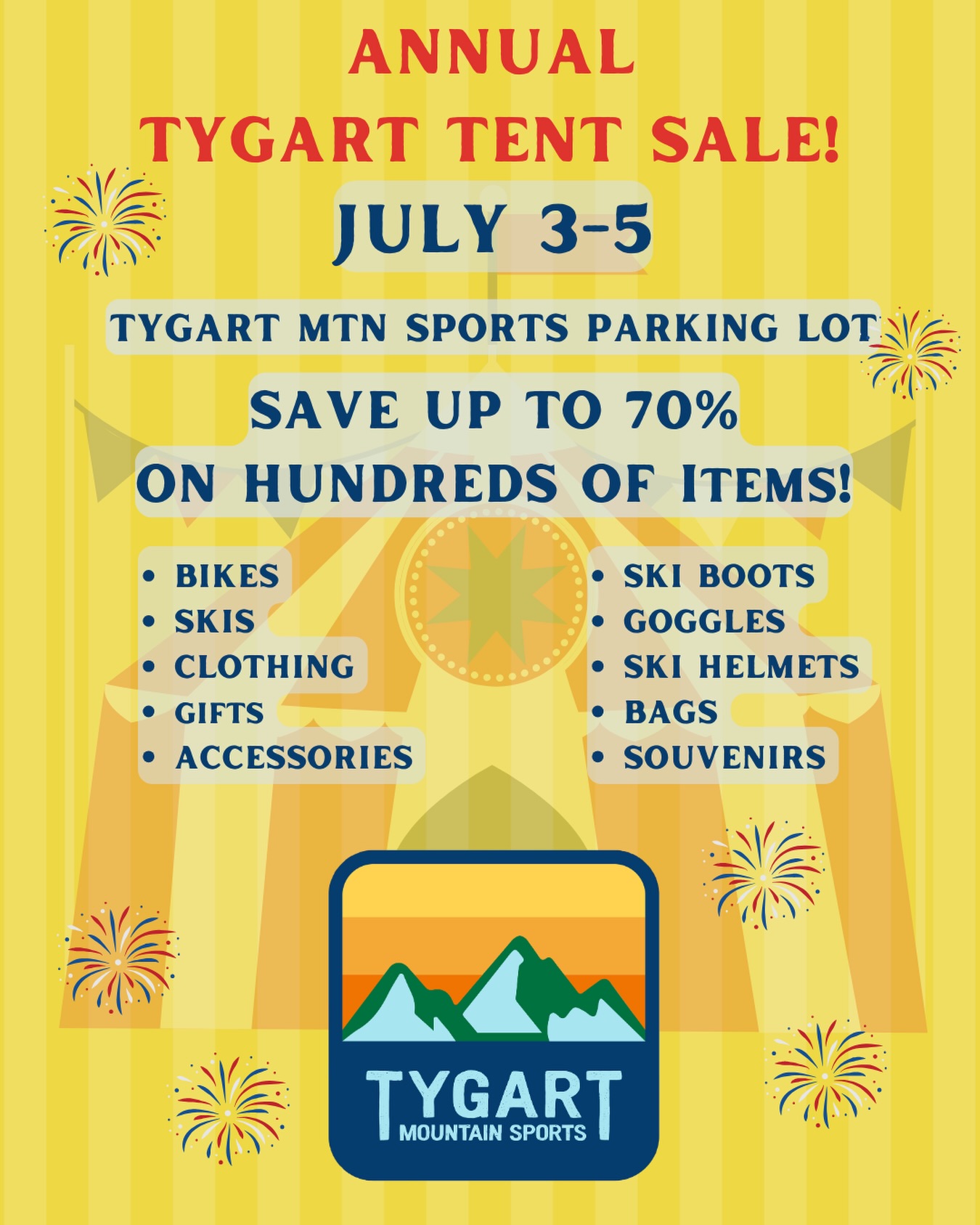OUR ANNUAL TENT SALE IS HAPPENING NEXT WEEK!!!