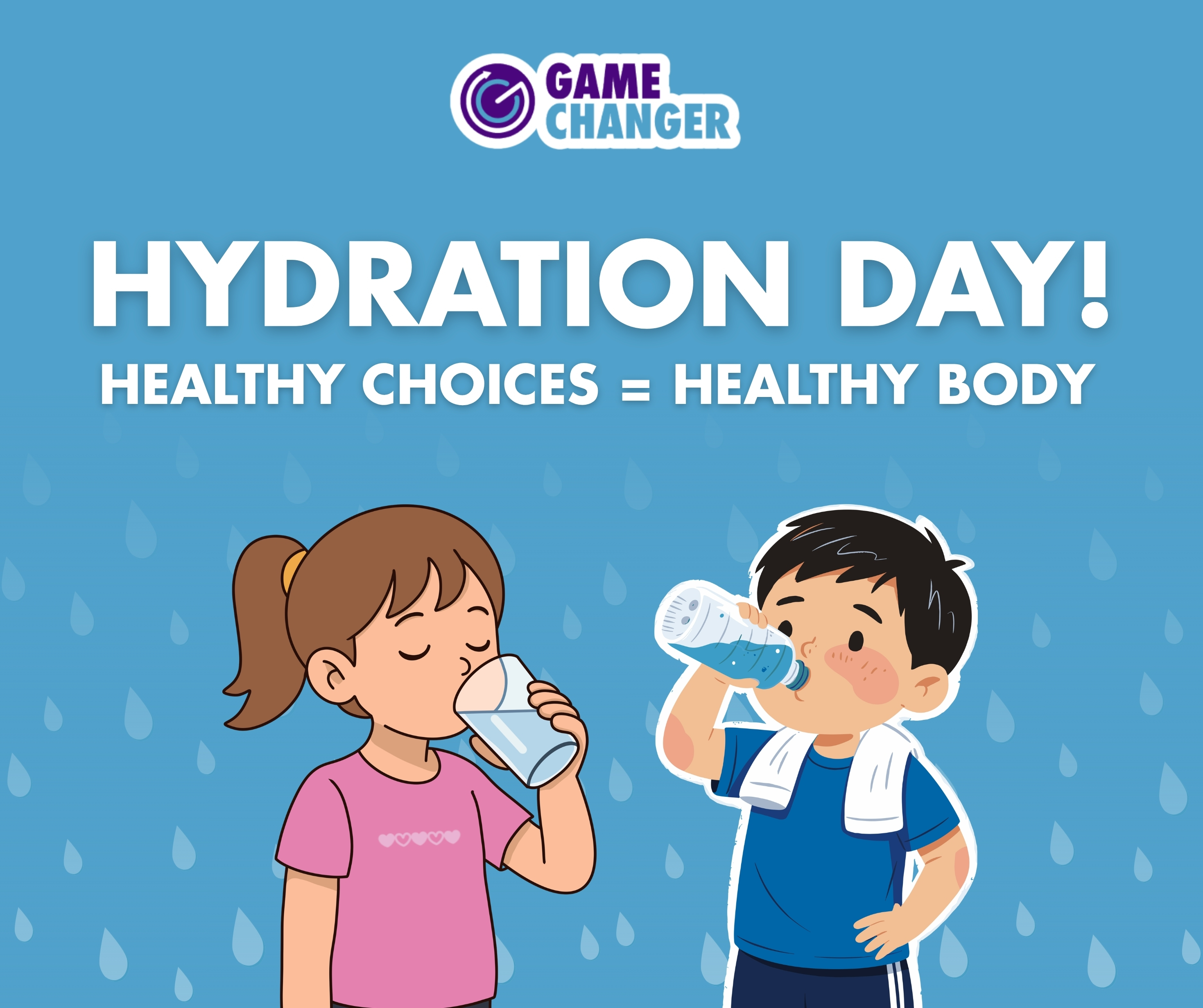 Today is National Hydration Day!
Staying hydrated is one of the simplest ways to take care of your body during the summer.
Water helps support energy, focus, and overall wellness, especially on hot days. Small healthy habits can help students feel better and stay ready for whatever the day brings.
🌐 www.gamechangerusa.org