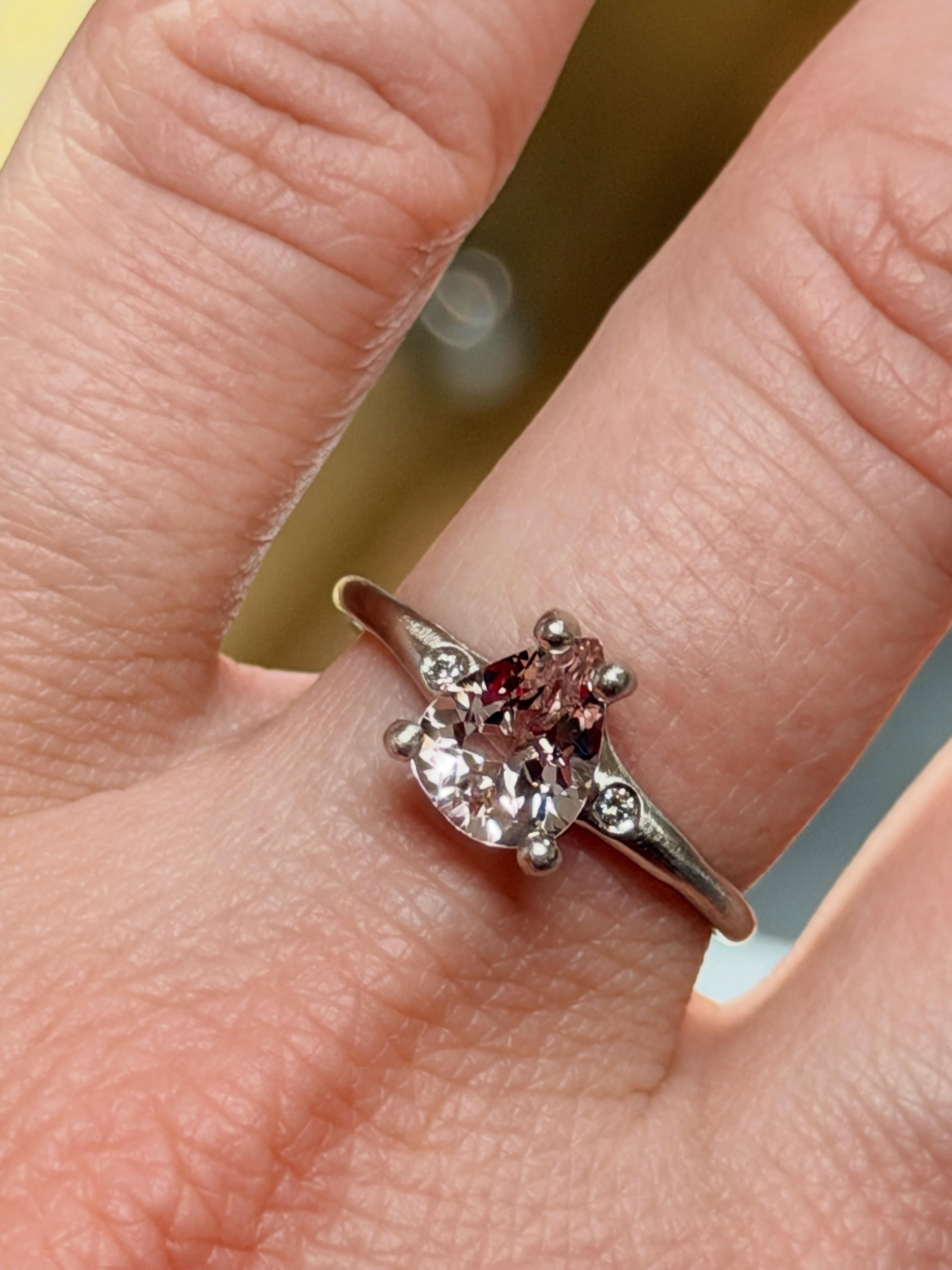 A recent custom ring that belongs on the grid! The sweetest pear shaped light pink morganite gemstone flanked by two flush set diamonds set in white gold. One of a kind.
✨
Looking for a custom ring for yourself? Reach out to me!
.
.
.
.
.
#mejiajewelry #thinkpink🎀 #pinklovers #madeinnewyork #longislandjewelry
