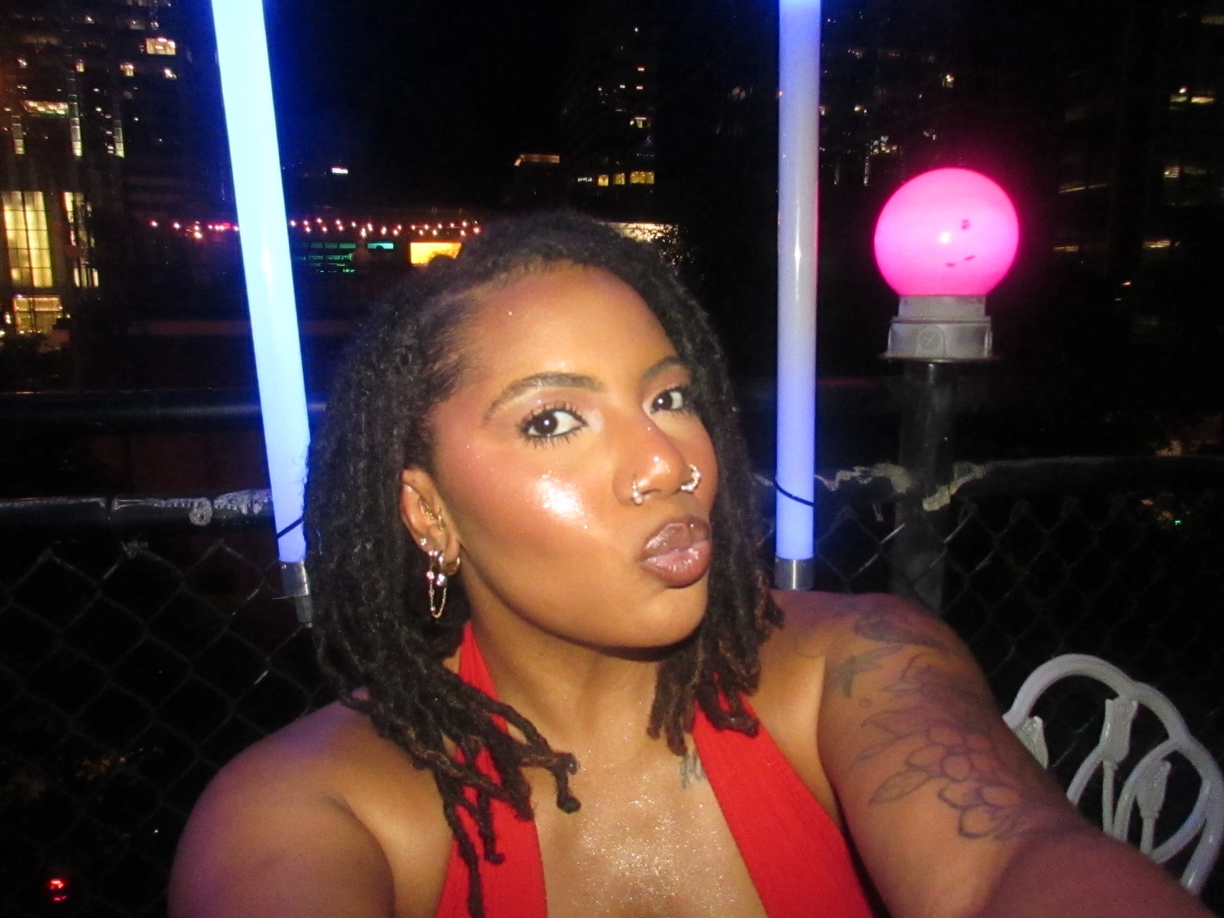 I woke up pissed today. / Mad at myself for letting niggas play me. / Blame it on my upbringing. / I grew up with so many rules I never knew I was being protected from my own potential possibilities. / Mama knew I was a bad one so she raised a good girl. / But good girls become women who understand all the ways they were played at the park / whole time they been it. // That’s why im in the field. / Im making it a day. / I’m working on myself and I do not carry shame. / Ain’t no room for crocodile tears in my leather handbag anyway. // Still, it don’t matter the gender. / Niggas wanna snatch my purse from me but I keep a tight grip. / Anybody who tried to fuck me over felt bad because deep down they really fucked with me. / That’s why only the strong survive by my side. // I got that kind of light make a dim motherfucker curse me for being bright. / They shedding darkness on my name to people who were fans of me. / My question is how many air headed bitches does it take to screw-in a lightbulb? / I wouldn’t know I was born with the sun in my soul. / I was getting flewed out / My light beam peaking through white clouds while yall was arguing with your spirit. / My only advice to luminescent young hoes is to protect their light // … // Who showed you how to make starlight from a dark sky? / I’m not taking credit I’m just filing claims. / I got up and worked and instead of supporting me they played in my face. / But artificial light can’t compete against the solar system. / I’m running on light waves. / There’s nothing you can take from me by picking my brain. // -from “Bad Bitch Uncaged” 🤭💗✨