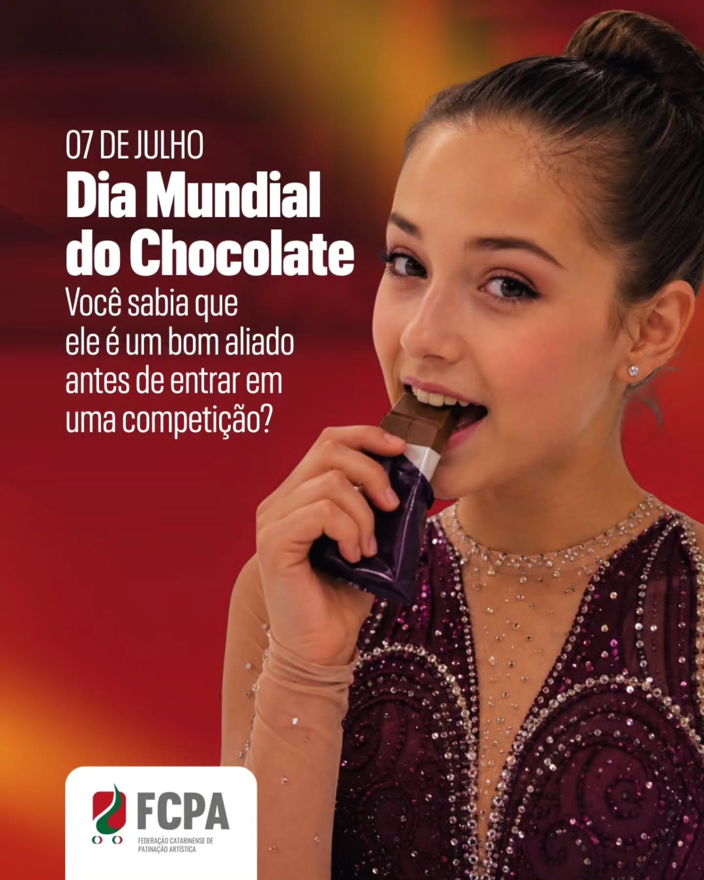 Uma informação que todo mundo gostou de ler! 😃
Quando consumido com moderação antes de uma competição, o chocolate pode ajudar a fornecer energia de forma rápida para o organismo. Os componentes do cacau também podem favorecer a disposição e o desempenho físico. O ideal é consumir uma pequena porção cerca de 30 a 60 minutos antes da atividade.
Agora você já sabe! 😉
Ainda tem campeonato para acontecer esse ano. Temos muita coisa pela frente!