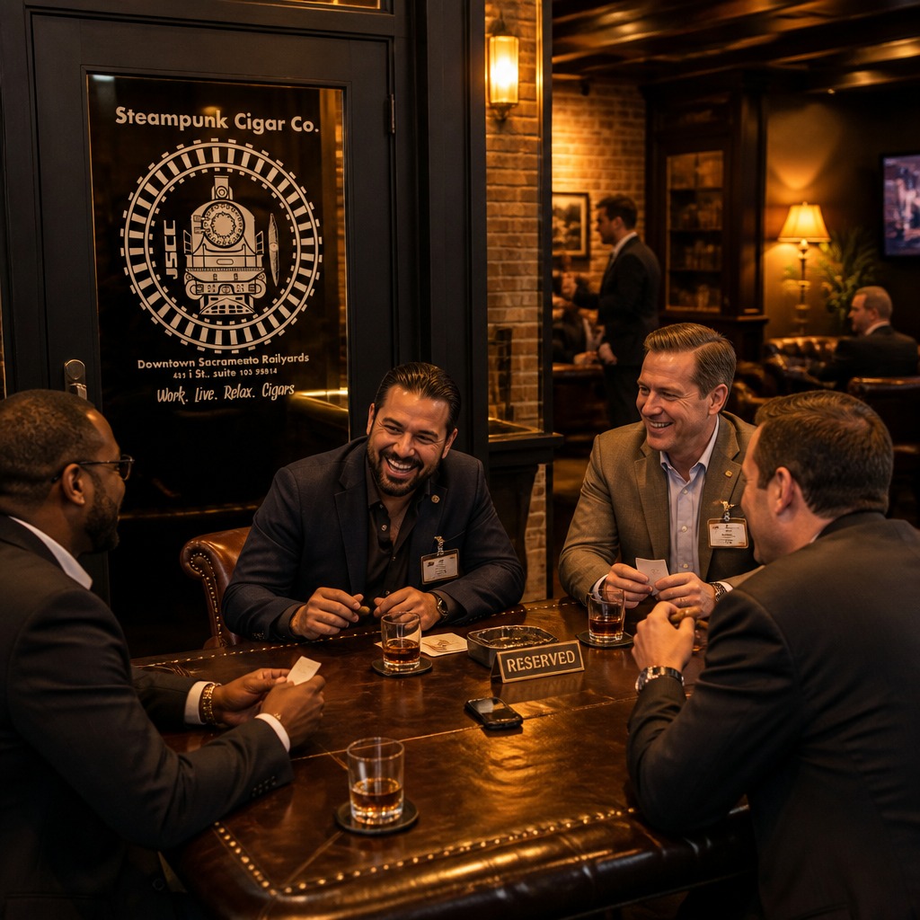 Last week at our Sacramento lounge, a spontaneous networking evening turned into something special. I watched colleagues swap business cards, members enjoy reserved premium seating, and friends plan their next meetup before the night ended. Membership made it easy—priority reservations meant no waiting, the best seats, and the right atmosphere to start real conversations. Want to be part of nights like this? Join us and reserve your spot. Link in bio. 🔥🥃💬 #SacramentoCigars #CigarCommunity #SteampunkCigarCo #LoungeLife #NetworkingNights #MembersOnly #431ISt #SacramentoEvents #CigarEnthusiasts