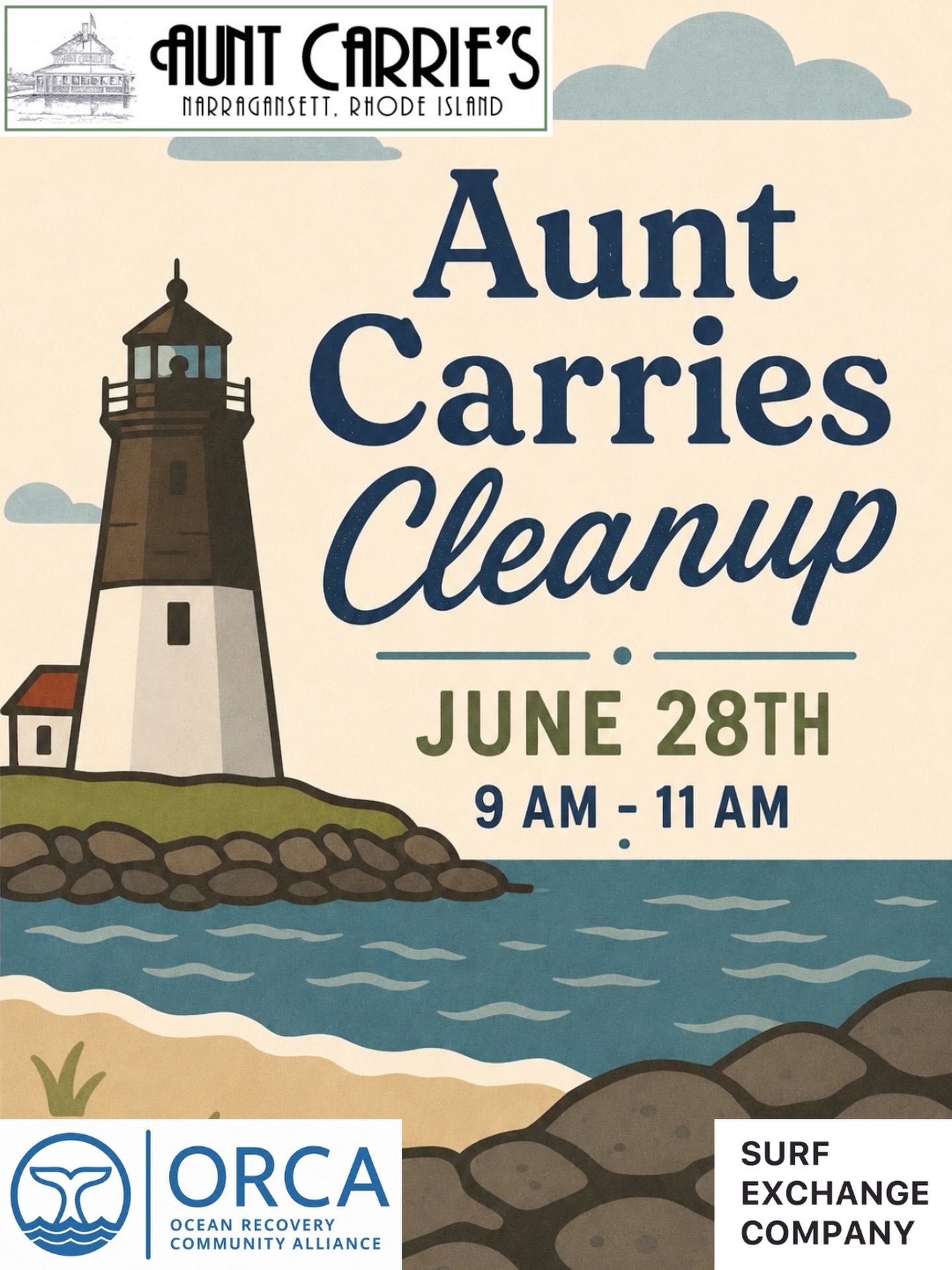 Folks! See you Sunday at 9 AM at Aunt Carrie’s. Make sure to dress for the weather and wear comfortable shoes. The beach is rocky. RSVP at the link in our bio.