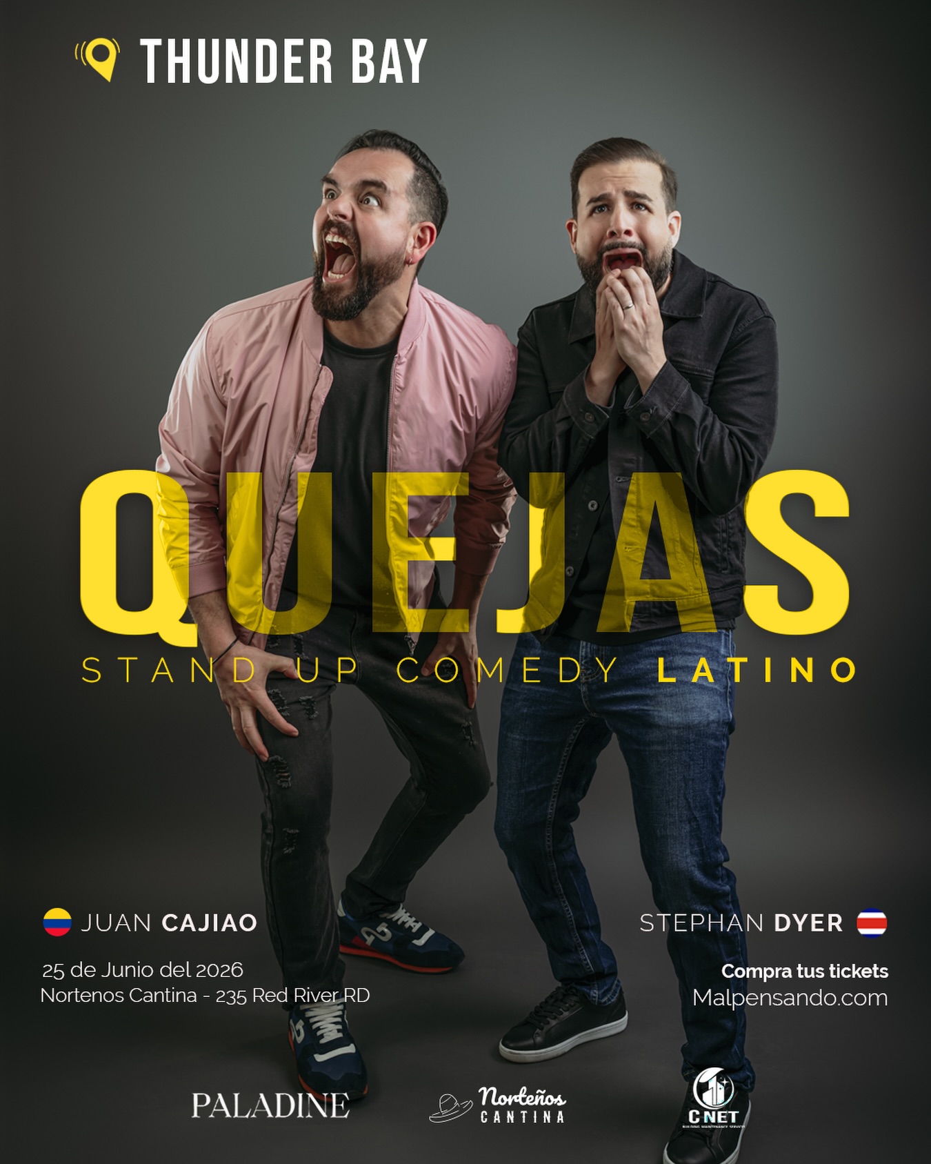 📍Thunder Bay, Comedia en Español! Este jueves 7pm!
Show: “QUEJAS” 🇨🇦
¿Cansado de todo? Nosotros también.
“Quejas” es el show donde el stand-up se mezcla con los chismes y quejas locales más absurdas.
Traes tus quejas que esto es terapia colectiva .
Ven a soltar la lengua… o a escuchar a otros hacerlo.
Tickets en MalPensando.com
🇨🇦👏🏻