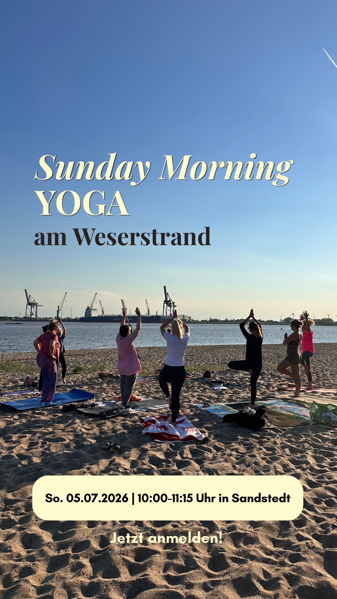 ❣️UPDATE: VERLEGT AUF SO. 12.07.❣️
☀️ Sunday Morning Yoga am Weserstrand ☀️
Starte entspannt in deinen Sonntag und genieße eine achtsame Yogaeinheit am Strand mit Sommerfeeling, frischer Luft und dem Rauschen der Weser. 🌊🏖️
📅 So. NEU! 12.07.
⏰ 10:00 – 11:15 Uhr
📍 Weserstrand Sandstedt (Nähe Strandbar @sands_beachbar_sandstedt )
✨ inklusive gesundem Morning Snack: frischer Ingwershot & selbstgemachte Energy Balls 🫚
💛 Dieses Special ist ein Herzensangebot auf Spendenbasis. Gib einfach das, was sich für dich stimmig anfühlt. (Orientierung: 15-25 Euro)
Bitte melde dich über den Link in der Bio an.
Mit wem möchtest du Yoga am Weserstrand erleben? Markiere deinen Lieblingsmenschen! 🧘🏻♀️🧘🏻♀️
Ich freue mich auf einen entspannten Sommermorgen mit euch. 🌞
Caro von JEDE:E KANN ENTSPANNEN.
_______
#hagenimbremischen #yogaamstrand #campingplatzweserhenne #weserstrand