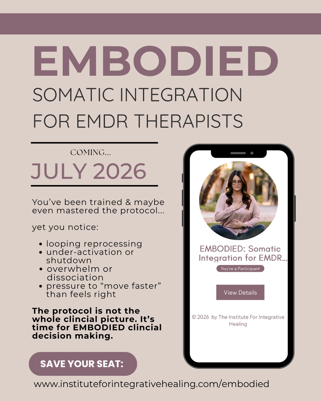 You’ve been trained in EMDR. You know the protocol.
But when a client begins looping, flooding, shutting down, dissociating, intellectualizing, or getting stuck, you may still wonder:
What does this nervous system need from me right now?
That question is why I created EMBODIED: Somatic Integration for EMDR Therapists.
EMBODIED is a comprehensive framework for integrating nervous-system-informed, somatic clinical decision-making throughout EMDR.
Inside EMBODIED we explore complex and developmental trauma, attachment wounds, dissociation, overactivation, underactivation, interrupted survival responses, stuck processing, and the moments when EMDR needs a somatic pivot.
You’ll learn how to:
✨ Track nervous-system states in real time
✨ Build capacity without stopping EMDR
✨ Notice breath, posture, movement, tension, and relational impulses
✨ Integrate practical somatic interventions throughout the eight phases
✨ Support protective and survival responses that were never completed
✨ Make clear, confident, ethical in-session decisions
Not abandoning EMDR. Deepening it.
The next cohort begins July 17th and includes:
• Six weeks of high-touch support
• Six structured modules
• 21 NBCC CE hours
• Live teaching, demonstrations, experiential practice, and Q&A
• Nervous-system mapping tools and practical interventions
• Complex case consultation
• Supportive community and connection
• Lifetime access to the recorded EMBODIED library
I created EMBODIED because I am deeply passionate about helping therapists feel more confident, attuned, and supported in this work.
Trauma therapy can be meaningful—and heavy. We deserve a community where we can learn, practice, ask honest questions, and grow alongside clinicians who care deeply about doing this work with integrity.
Not sure whether it is the right fit? I would be honored to connect for a consultation call and learn more about the support you’re looking for.
Comment EMBODIED and I’ll send you the details. 🤍
#EMDRTherapist #EMDRTraining #SomaticEMDR #SomaticTherapy #TraumaTherapist