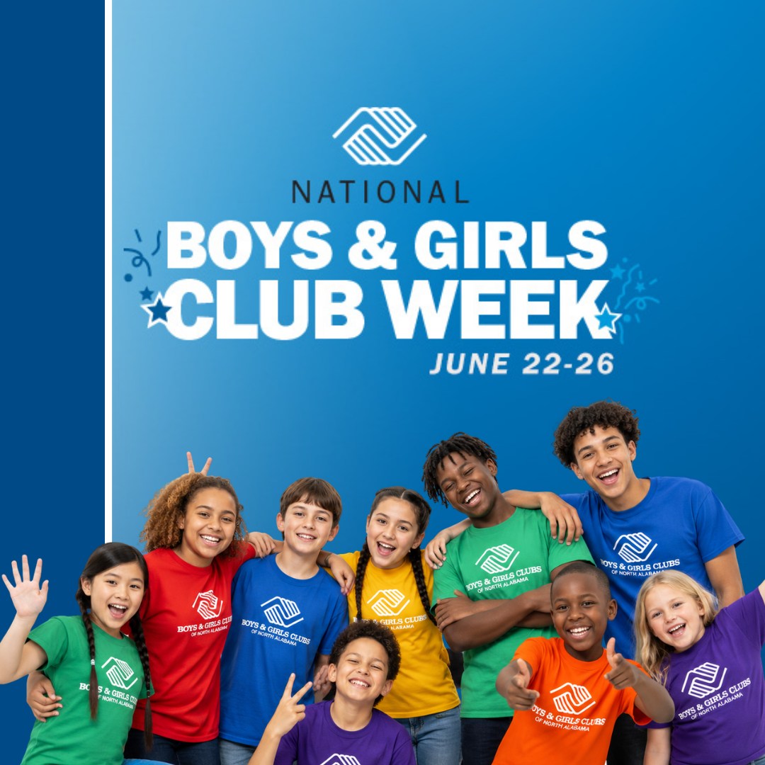 It’s National Boys & Girls Club Week, and we’re celebrating the doors that open every day across Boys & Girls Clubs of North Alabama.
Inside our Clubs, kids and teens find more than a place to go after school. They find caring mentors, safe spaces, new opportunities, and the confidence to imagine a great future.
From academic support and healthy lifestyles to leadership, character development, workforce readiness, and everyday moments of belonging, our Clubs help young people grow, belong, and thrive.
Help us celebrate by sharing this post, tagging a Club kid, staff member, volunteer, alumni, or supporter, and letting them know they are part of something special!
#AmericaNeedsClubKids #GreatFuturesStartHere