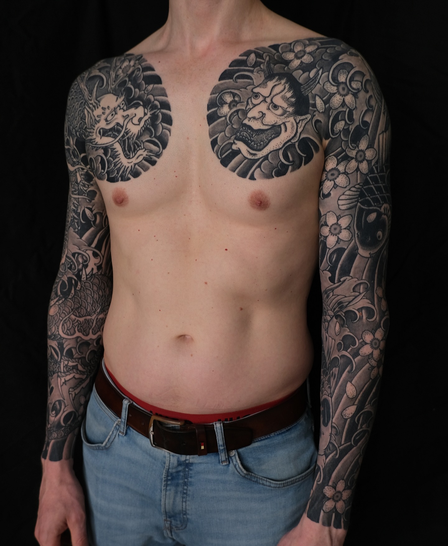 Dragon, Hannya and Koi sleeves on R. All healed up and settled. Thanks for your commitment🙏🏻