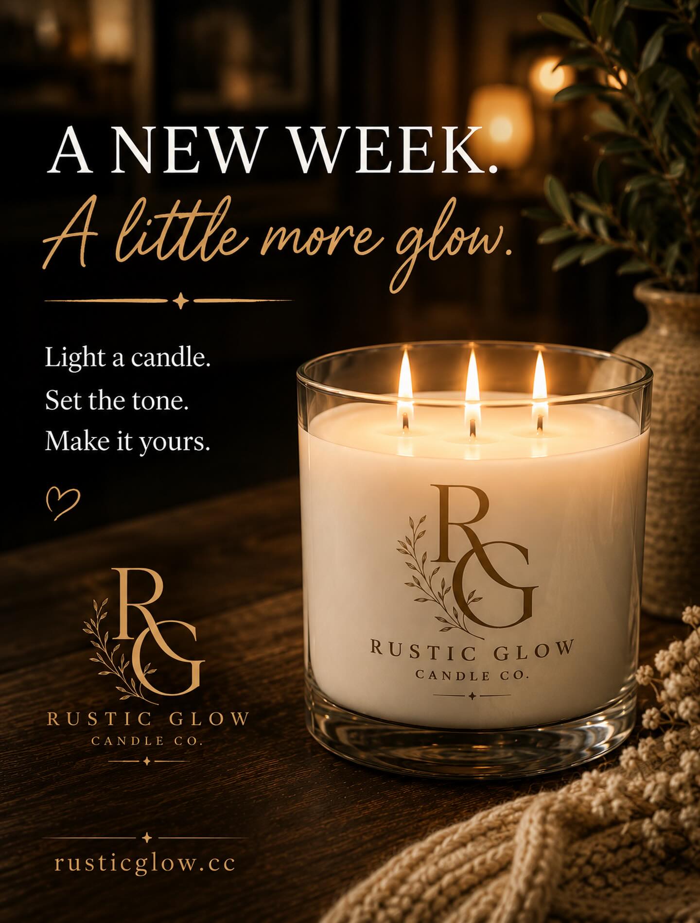 ✨ A new week means a fresh start ✨
Whether you’re tackling big goals, slowing down after a long day, or simply enjoying a quiet evening at home, the right atmosphere makes all the difference.
Light your favorite Rustic Glow candle, take a deep breath, and let this week be filled with comfort, warmth, and a little more glow. 🤎
What’s one thing you’re looking forward to this week? Tell us below—we’d love to hear it!
#RusticGlow #LuxuryCandles #SoyCandles #HomeFragrance #ShopSmall