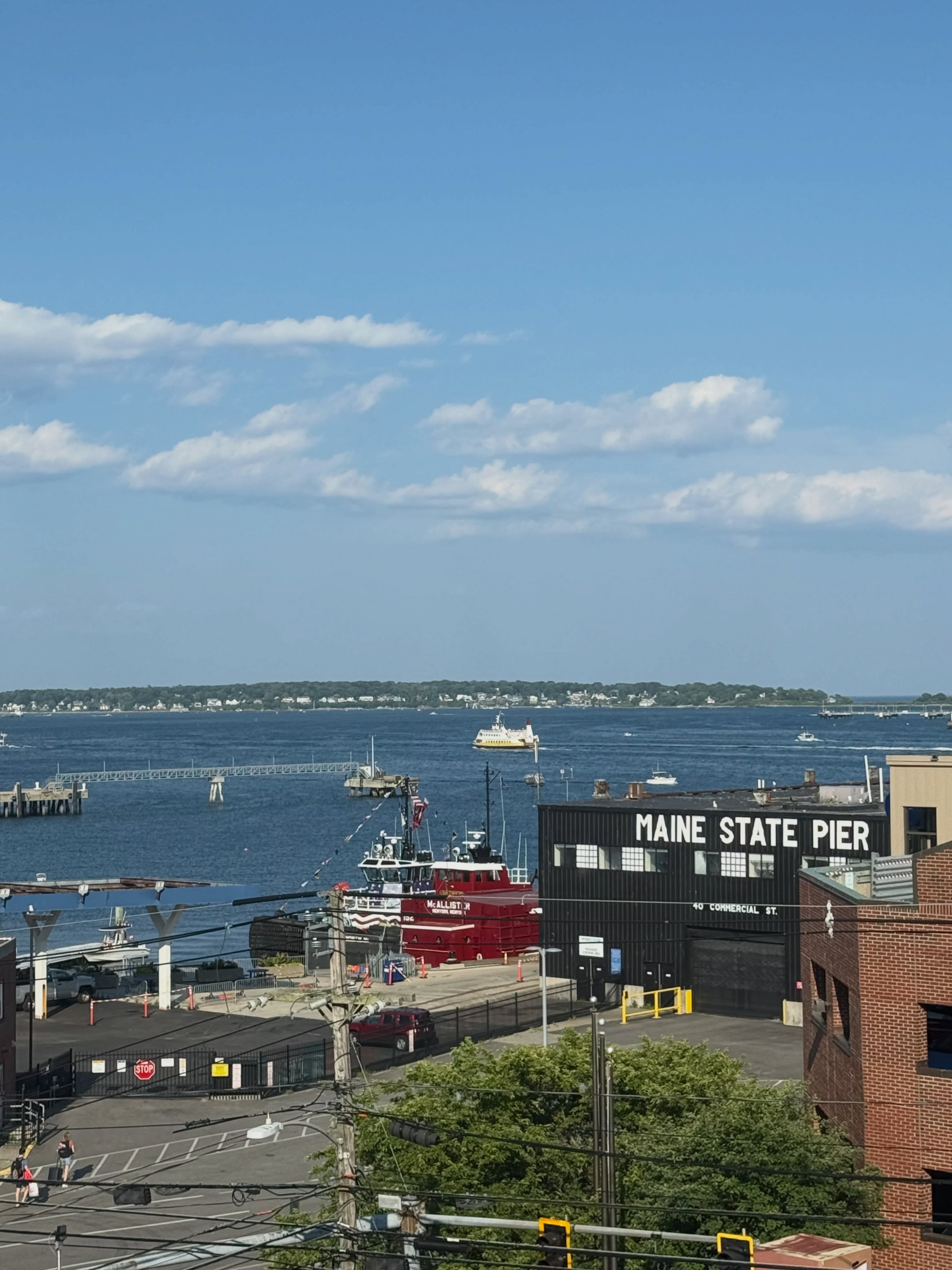Celebrating our anniversary in Portland, Maine. Not a bad view from our room.