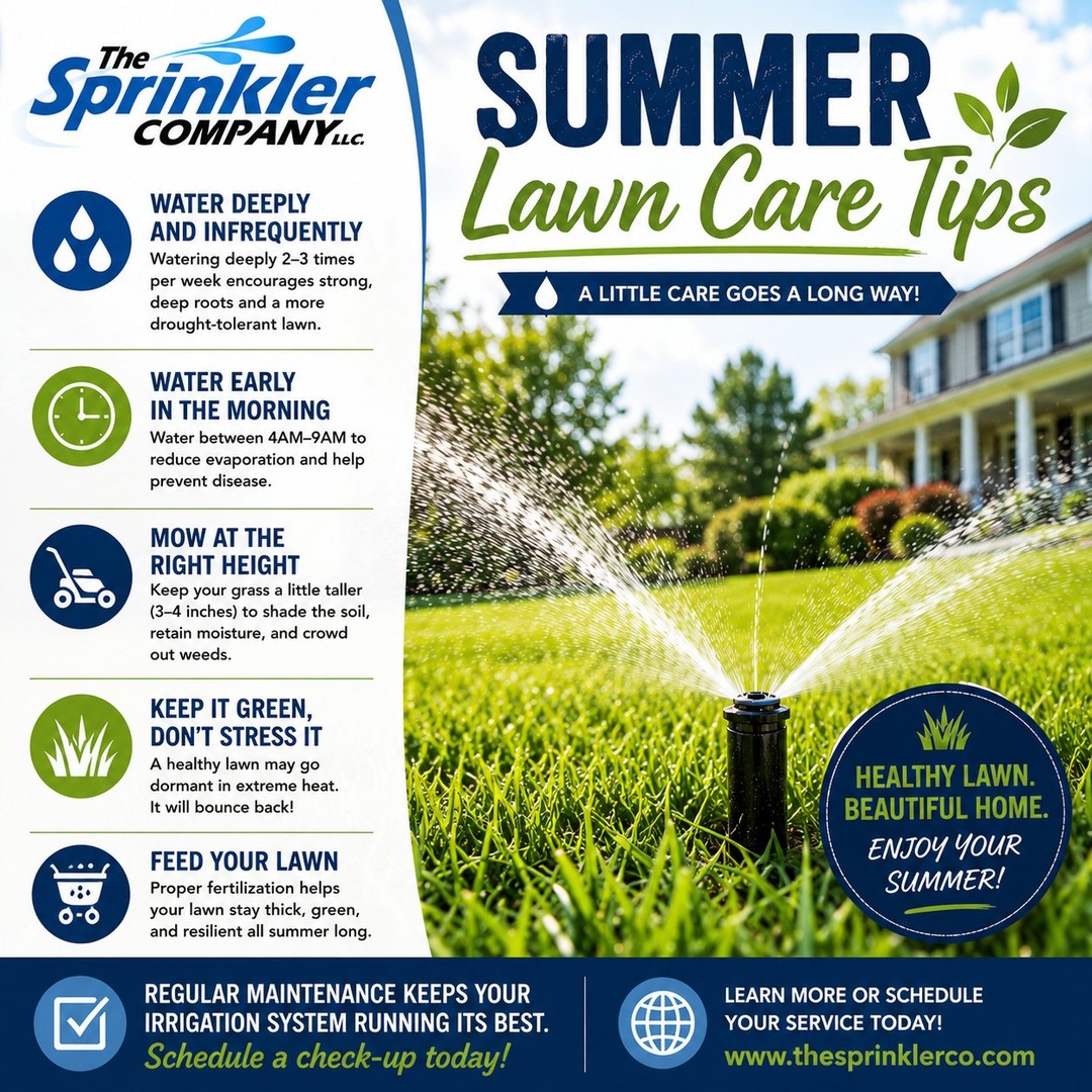 🌞 Summer Lawn Care Starts with Smart Watering! 💧🌱
A lush, green lawn doesn’t happen by accident—it starts with proper irrigation and a few simple maintenance habits.
✔️ Water deeply, not daily
✔️ Water early in the morning
✔️ Keep your mower blade higher during the summer
✔️ Check your sprinkler system regularly for proper coverage
A little preventative care now can help you save water, avoid costly repairs, and keep your lawn looking its best all season long.
Need help making sure your irrigation system is ready for the summer heat?
📞 Contact The Sprinkler Company today!
💻 www.thesprinklerco.com
#TheSprinklerCompany #SummerLawnCare #LawnTips #Irrigation #SprinklerSystem #HealthyLawn #WaterSmart #LawnCareTips #SouthJersey #KeepItGreen #OutdoorLiving #SmartWatering