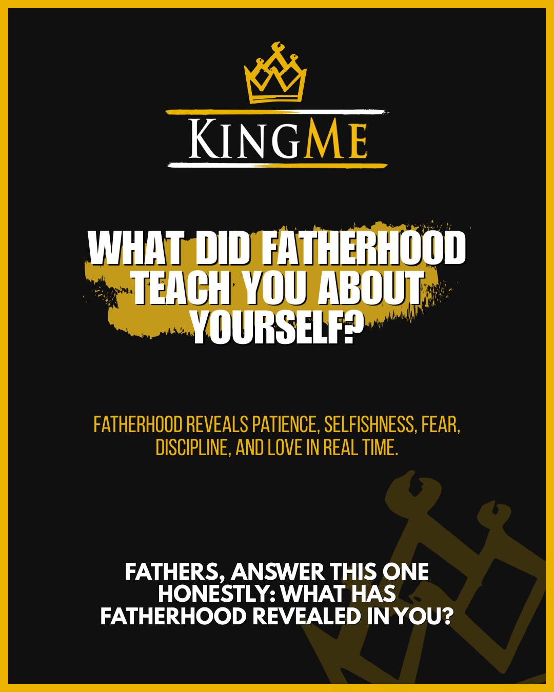 What did fatherhood teach you about yourself?
#KingMeBrand #KingMindset #CrownUp #LiveLikeAKing #KingsBuild #PurposeDriven #SelfMastery #MensGrowth #ModernKing #LegacyOverLikes #DisciplineWins #LeadYourLife #BuildYourKingdom #GrowthMindset #MensEmpowerment #BlackExcellence #BlackMenLead #LevelUpDaily #CharacterFirst #CrownCulture