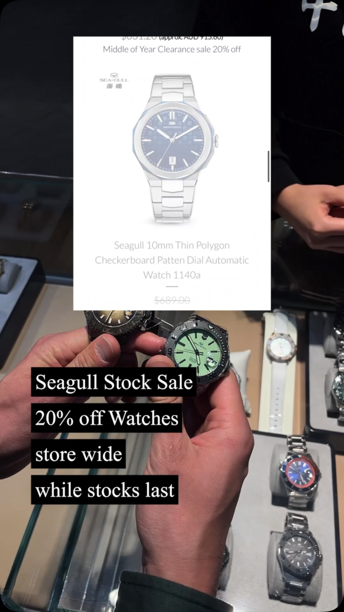 *click *click 20% off Seagull watches on now! Grab your timepiece today 😱