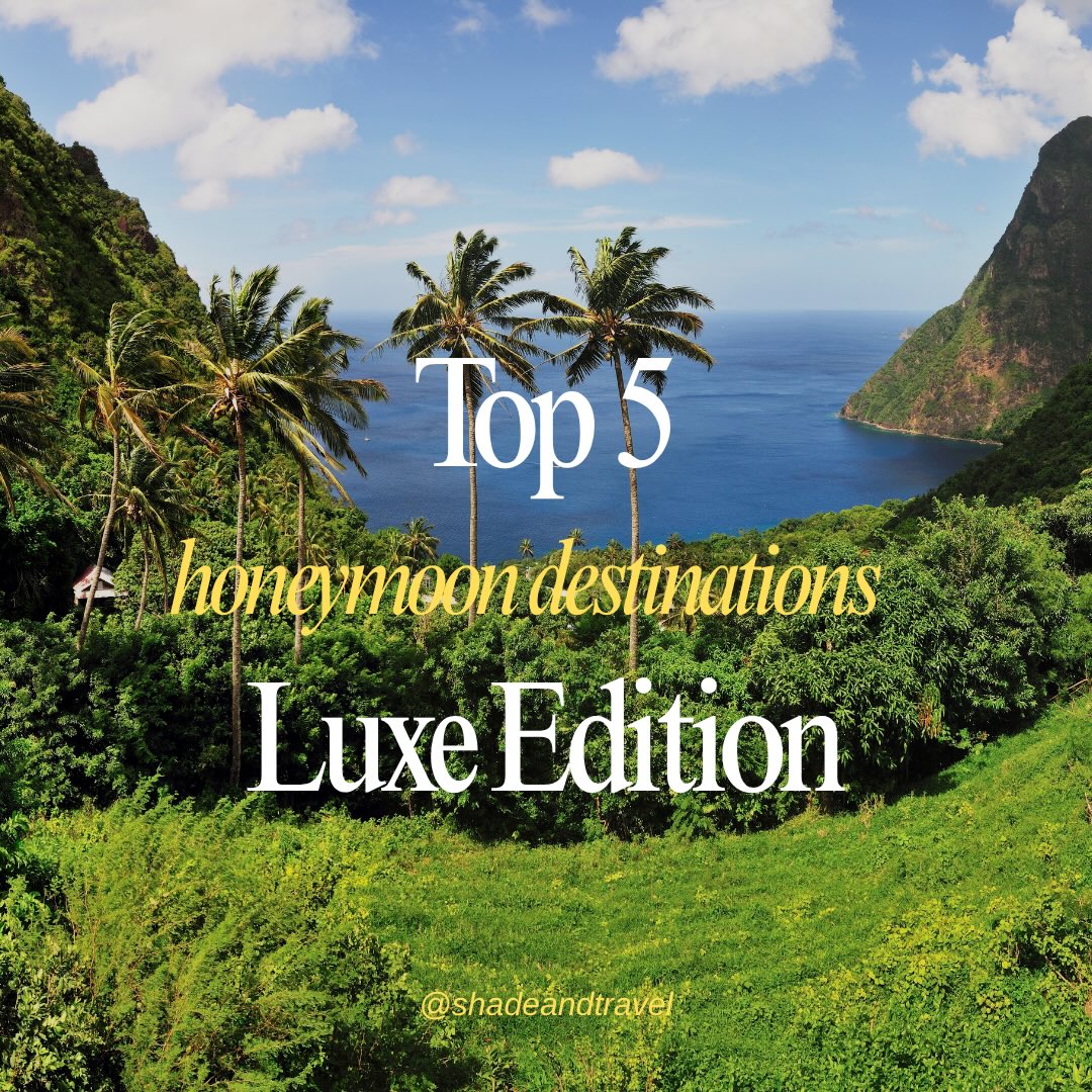 Planning your honeymoon? These are five destinations we’d recommend time and time again for an unforgettable escape 😍
Swipe to see our favorites ➡️
🇲🇻 Maldives
The ultimate luxury honeymoon. Splurge on an overwater villa, and if your budget allows, fly business or first class. It’s worth it.
🇬🇷 Greece
A dreamy European escape. Stay two weeks if you can to experience the best of island hopping.
🇱🇨 St. Lucia
Think Hawaii vibes with a shorter flight. Expect lush mountains, beautiful beaches, and luxury resorts.
🇮🇹 Dolomites, Italy
Cozy luxury at its finest. Visit in the fall or winter, and don’t be afraid to splurge on the hotel.
🇹🇿 Tanzania
Luxury safari meets Zanzibar’s white-sand beaches. An unforgettable honeymoon from start to finish.
Ready to jet but need help planning? Tap our experts.
shadeandtravel.com