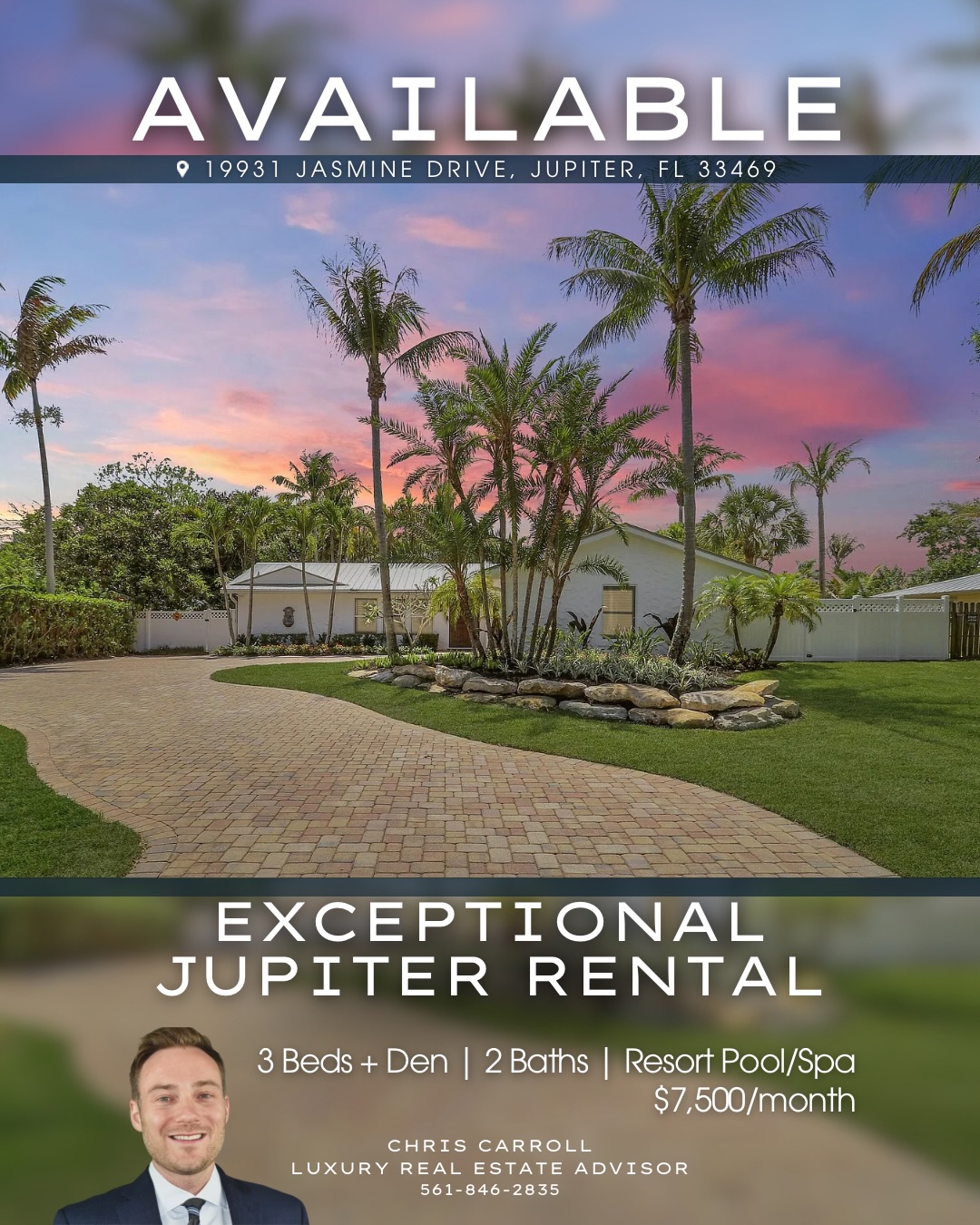Exceptional Tropical Pool Home Rental NOW AVAILABLE 🌴
Your tropical Jupiter retreat awaits.
This meticulously maintained and well-appointed 3-bedroom plus den, 2-bathroom tropical pool home at 19931 Jasmine Drive is available
unfurnished for an annual or six-month lease at $7,500 per month.
Highlights include:
☀️ Saltwater pool & hot tub
🌴 Covered tiki hut
🍽️ Outdoor summer kitchen
🏡 Impact windows & doors throughout
🌿 Lush tropical landscaping offering plenty of privacy
📍Minutes to beaches, golf, marinas, dining & shopping
With no HOA restrictions and a desirable split floor plan, this move-in-ready home perfectly blends comfort, style, and effortless indoor-outdoor living.
If you’re looking for a luxury rental in Jupiter with exceptional outdoor living and a prime Palm Beach County location, this property deserves a closer look. 🔗 Link in bio.
📲 561-846-2835 | 🌐 carrollrealtygroup.com
@illustratedproperties @illustrated_jupiter_east
#JupiterFL #JupiterRental #LuxuryRental #PalmBeachCountyRealEstate #CarrollRealtyGroup
