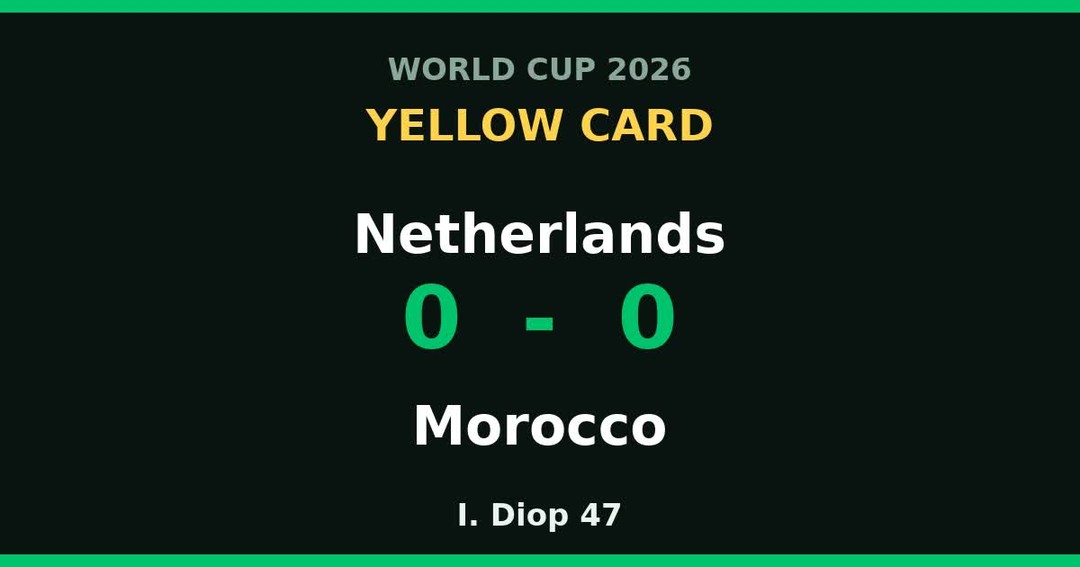 🟨 بطاقة صفراء / YELLOW CARD
I. Diop (Morocco) 47'
Netherlands 0 - 0 Morocco
🔗 https://artificialintelligent.cloud?utm_source=ig_business&utm_medium=Dr+Khaled+Aboeldahab&utm_campaign=publer
#WorldCup2026 #كأس_العالم #مونديال_2026