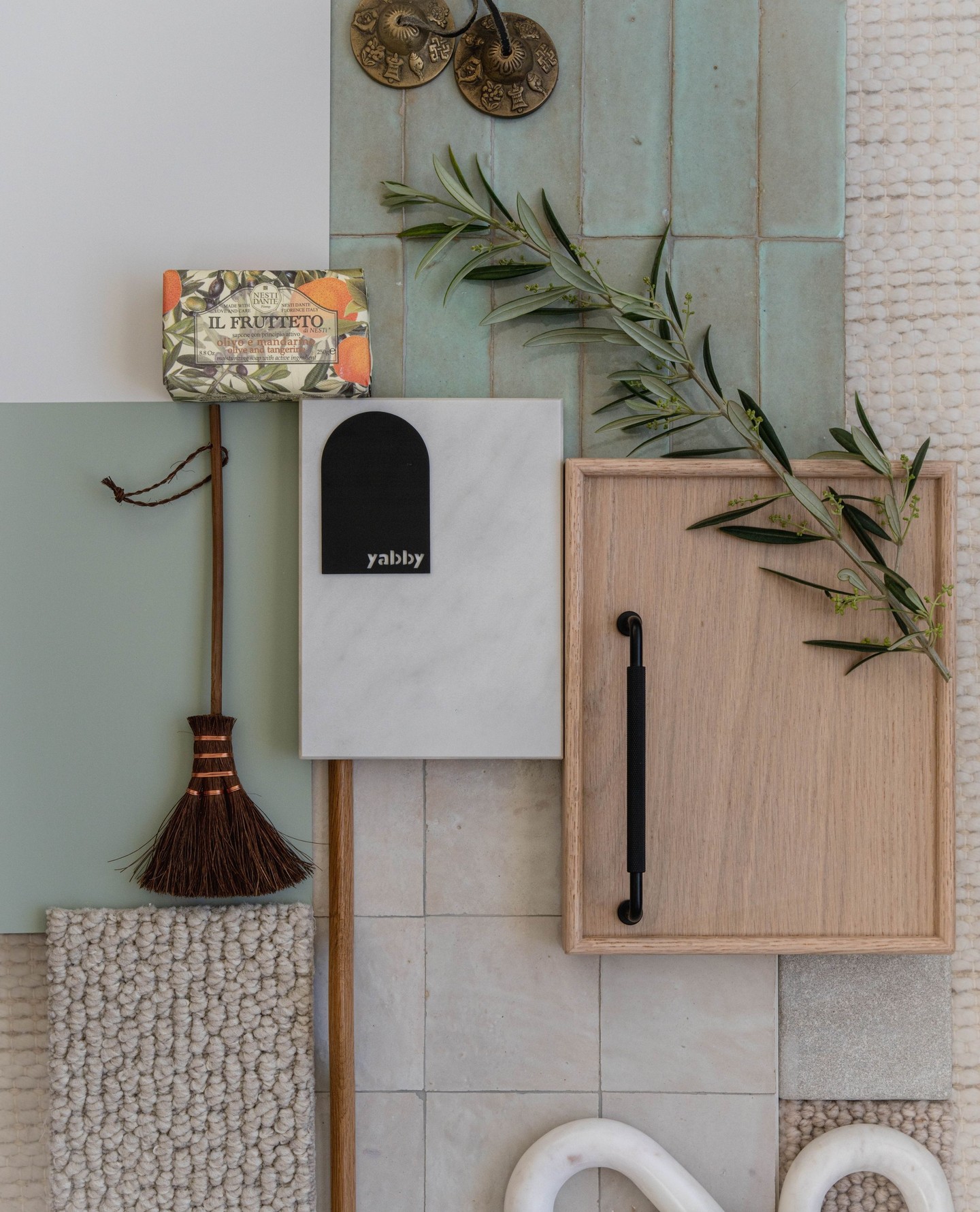🤩 DESIGN TIME 🤩
This dreamy palette is for all you green lovers.
Calming as an ocean view, this will have home feeling zen in no time.
Get the look:
✨ Tile Bazaar Zellige tiles in Lily & Sage
✨ Smartstone Carrara
✨ Dulux Snowy Mountains Half + Tranquil Green
✨ EC Carpets Andes Peak 'Olca 2404' carpet
✨ Yabby.com.au matte black tapware
✨ Kethy.Australia door hardware in black
✨ Eco Outdoor Garonne cobblestone