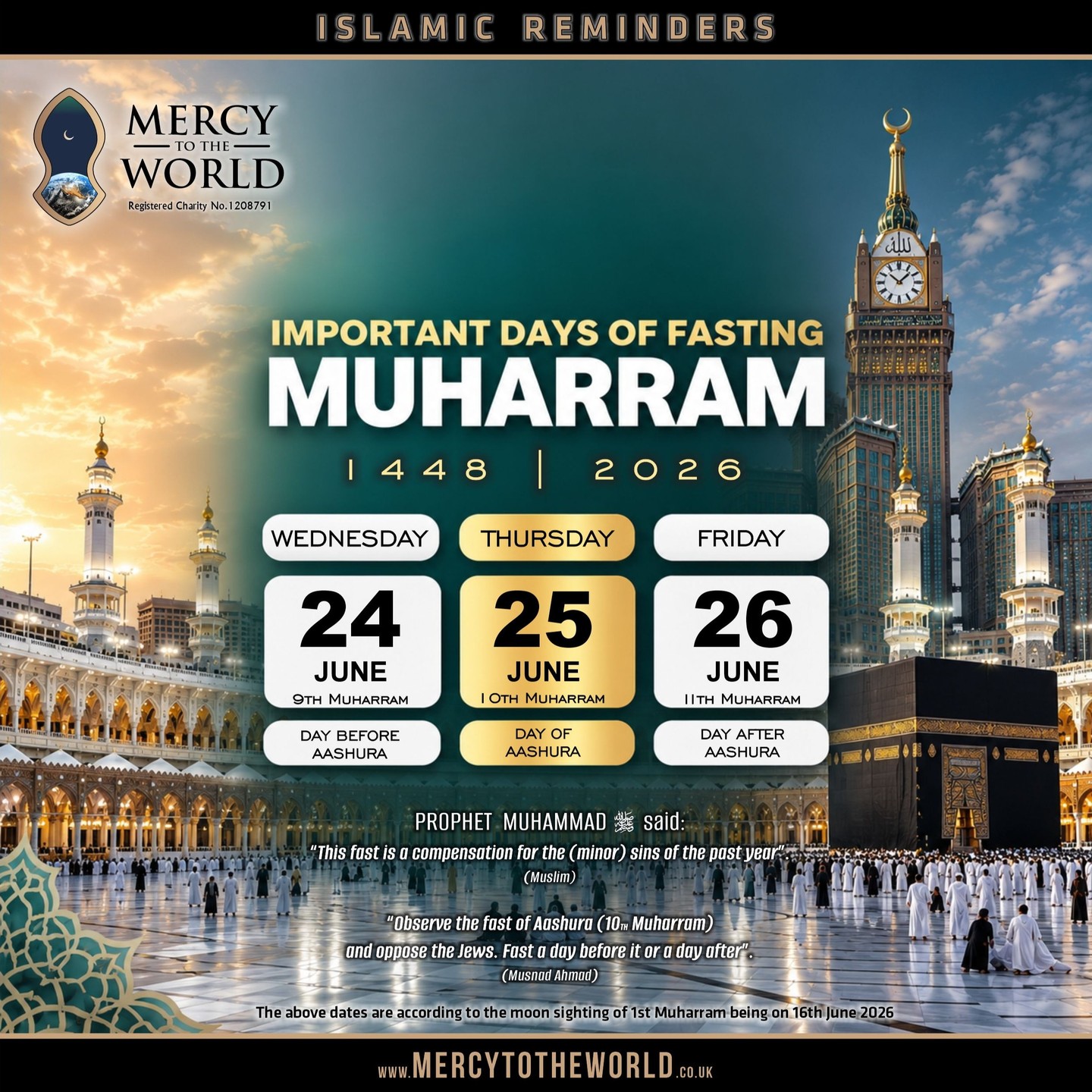 10th #Muharram #Aashura
Days of #Fasting